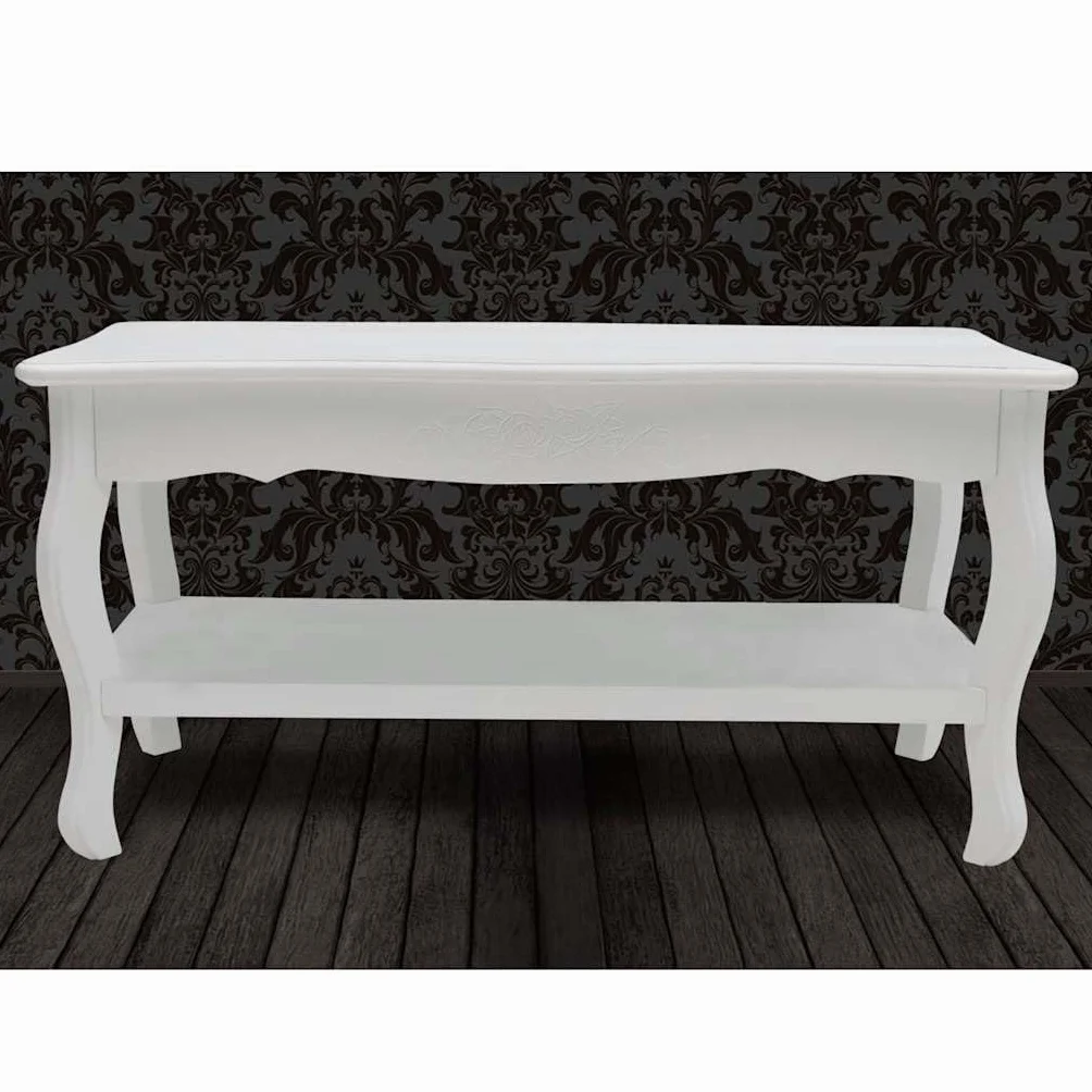 Genérico Mesa de Centro de 2 Niveles de MDF Blanca,Mobiliario,Mesas,Mesas Decorativas,Mesas de Centro,60629