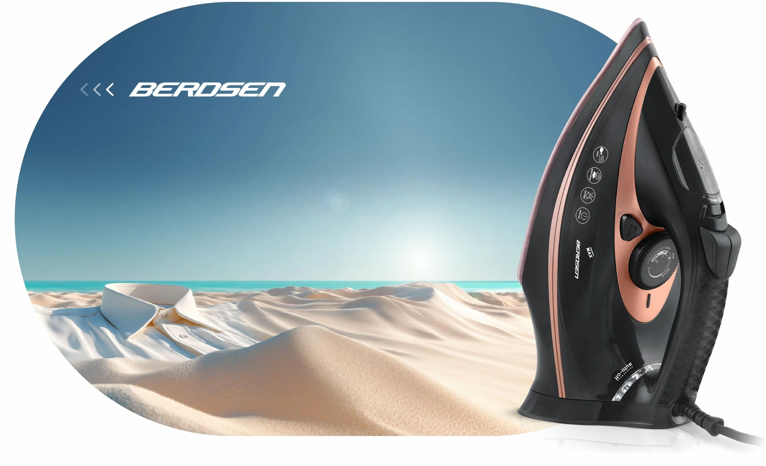 Berdsen Plancha de vapor, 3000 W, 10 en 1, con suela de cerámica, depósito de agua de 360 ml, doble golpe de vapor, color negro