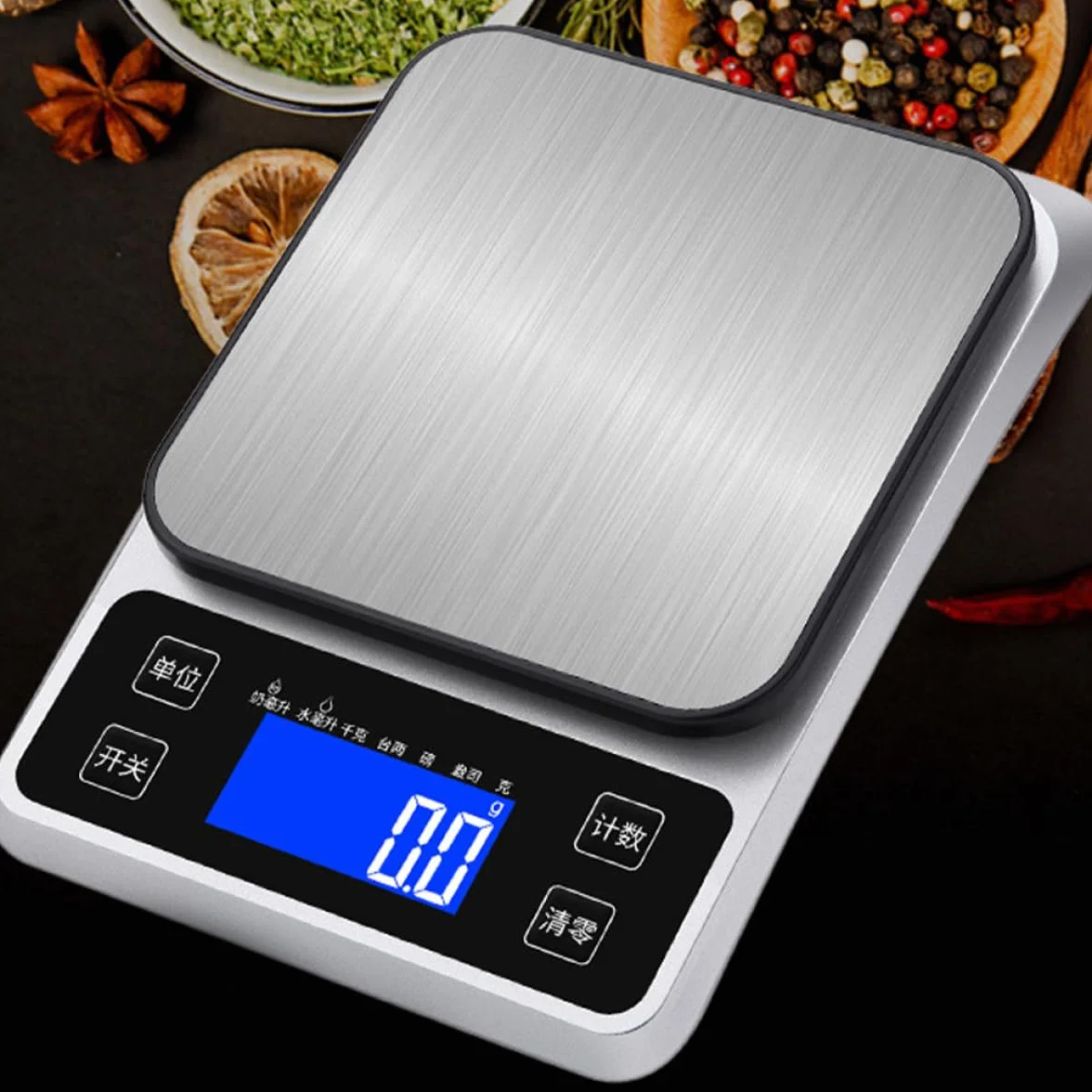 UKCOCO Báscula de Cocina Digital Pesa 5kg de Acero Inoxidable Pantalla Clara y Alta Precisión Resolución de 1g y Adecuado para Hornear y Pesar Alimentos para Hornear Pesar Alimentos