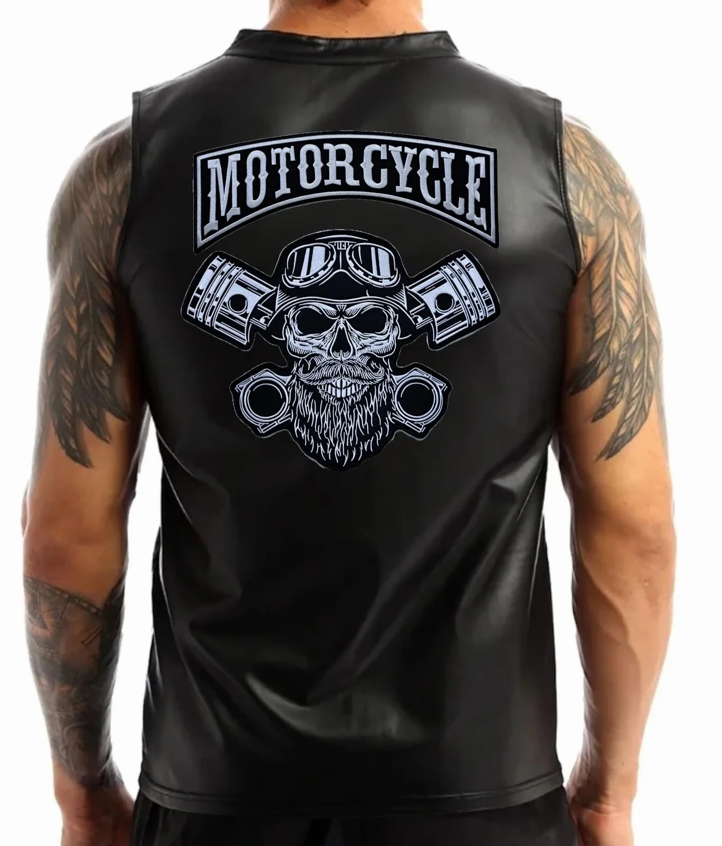 Juego de 2 parches bordados Biker "Motorcycle" + Punck Skull XXL parches termoadhesivos para chalecos y chaquetas de moto, para decorar chaquetas de moto, bordado en accesorios de ropa, manualidades.