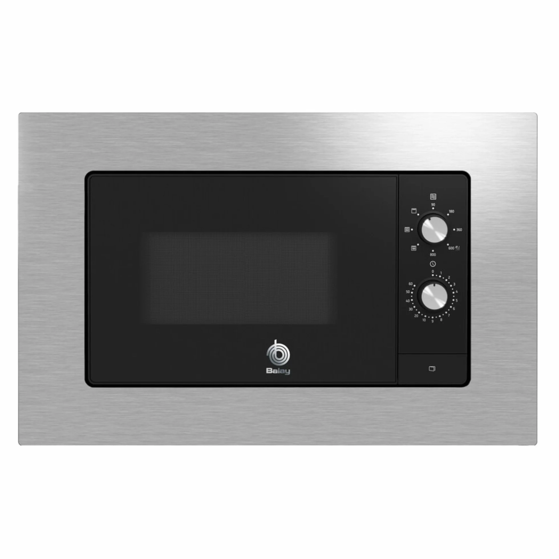 BALAY - Microondas Integrable, 20 litros, con Marco, Grill, Iluminación LED, Asistente de Limpieza Aqualisis, Negro y Acero Inoxidable, 3CG6112X3