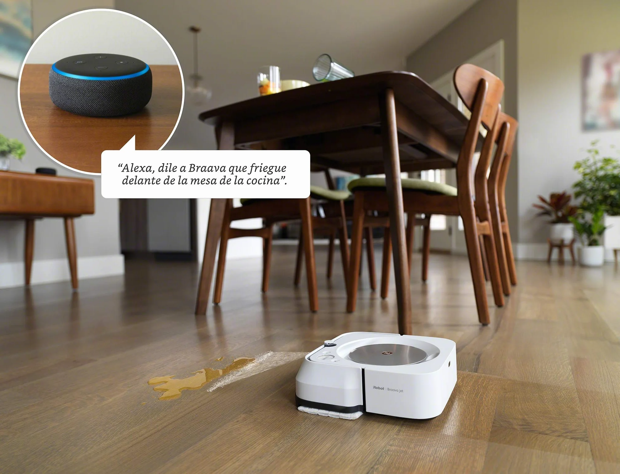 iRobot m613440 Robot fregasuelos con WiFi, Pulverizador a presión y navegación Superior, Blanco, Única