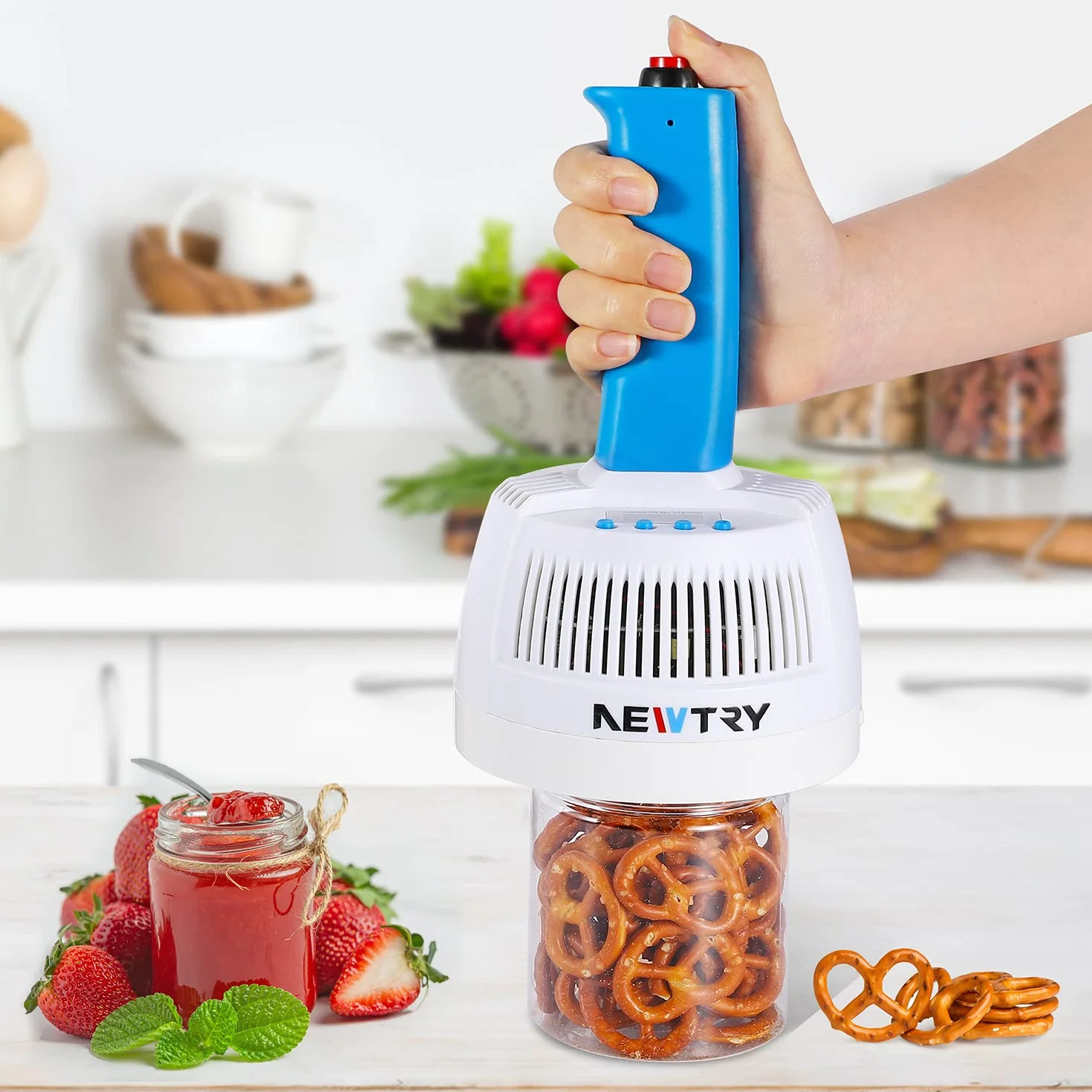 NEWTRY Máquina de sellado por inducción electromagnética de 20-100 mm, máquina de sellado de papel de aluminio portátil para botellas de plástico o vidrio con tapa plana y no metálica