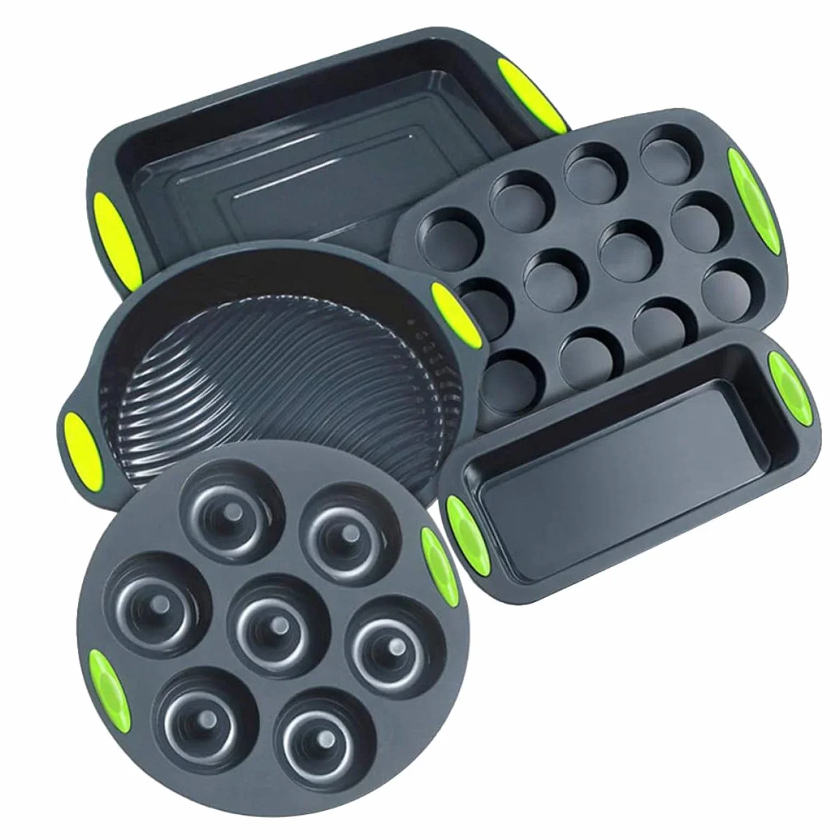 INOOMP Moldes de Silicona para Repostería 5 Piezas, Diseño Elegante y Resistente, Ideales para Hacer Pasteles y Pan en Restaurantes y Hogares