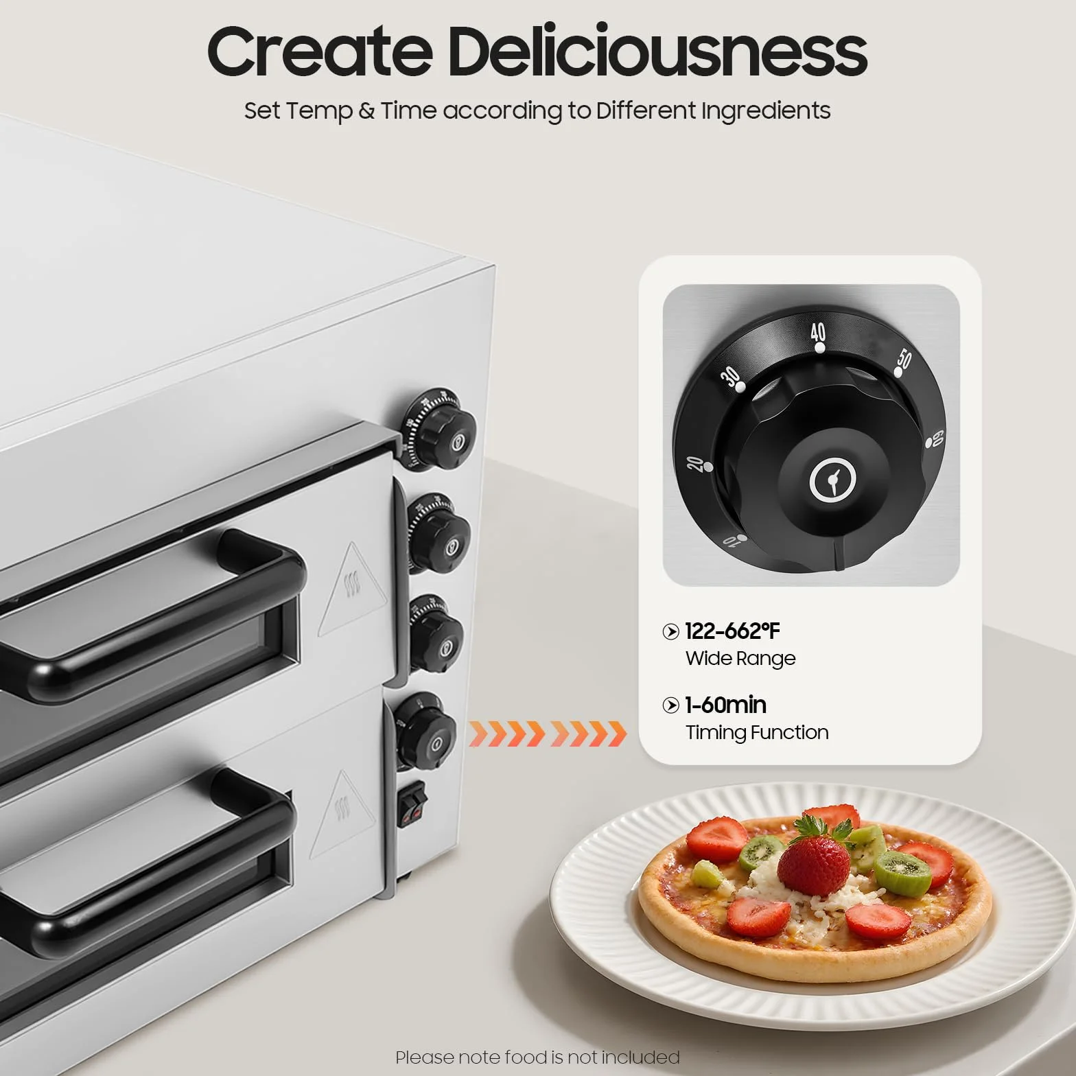 Horno de pizza eléctrico, horno de pizza de doble capa 3000W Mini Horno de Pizza Eléctrico, Horno De Pizza Para La Restauración, 50-350℃ Gastro Horno de Piedra