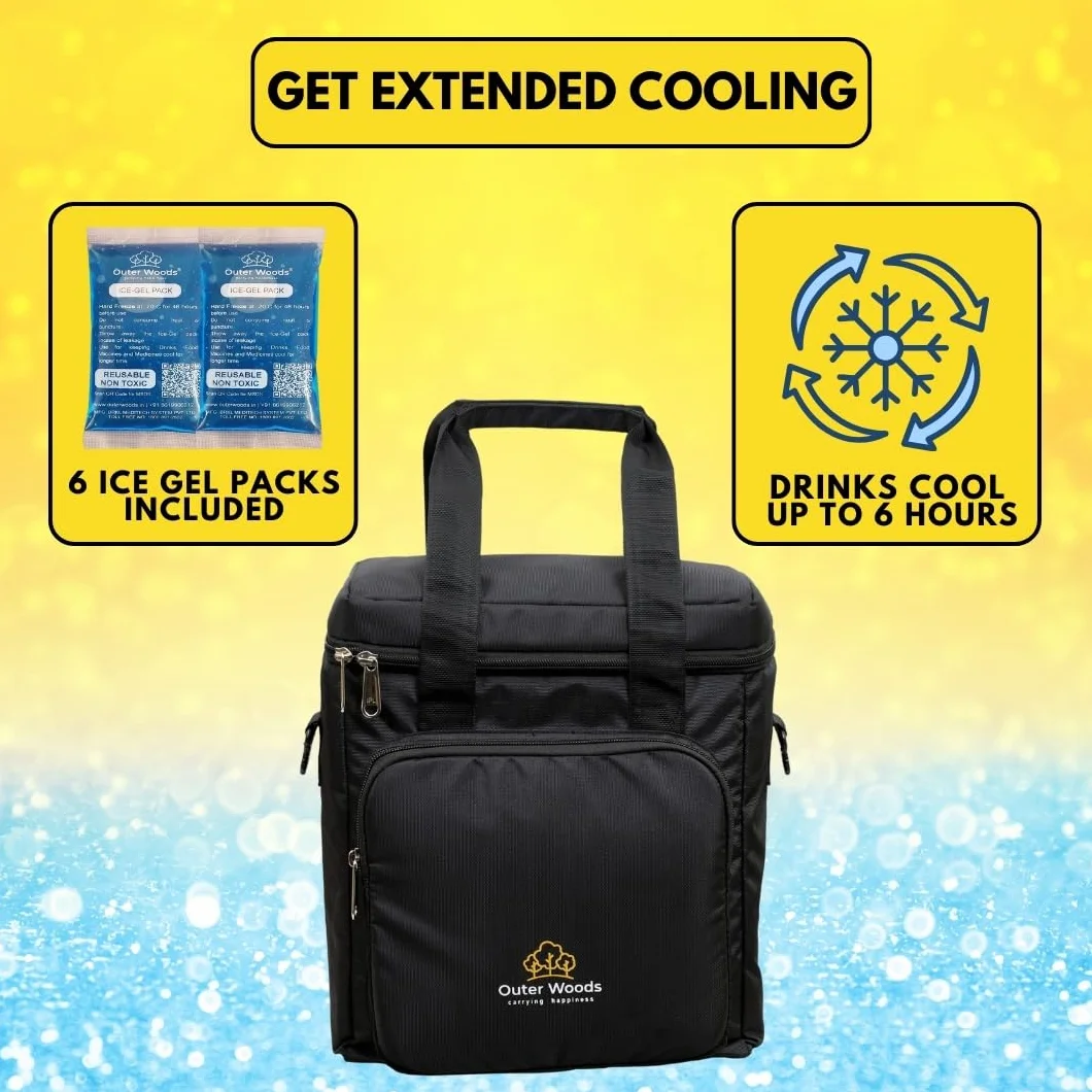 Bolsa térmica aislada para 6 botellas con paquetes de gel de hielo, portador de vino y cerveza, se adapta a 6 botellas de tamaño completo