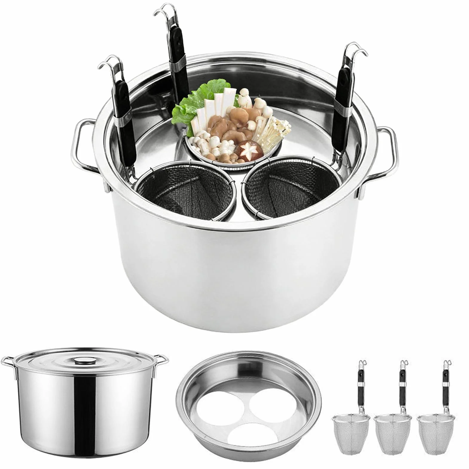 Olla de pasta con cesta coladora, suministros para hervir fideos de acero inoxidable, caldera de pasta doméstica, para amantes de la cocina, principiantes, profesionales, preparación de comidas