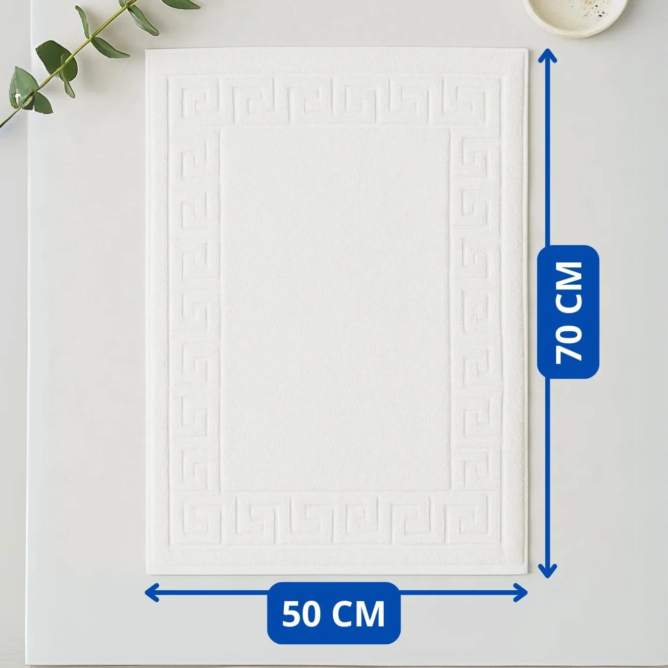 Pack de 4 Alfombras Baño 50x70 cm 100% Algodón 500GSM - Tapete Ducha Blanco Estilo Toalla