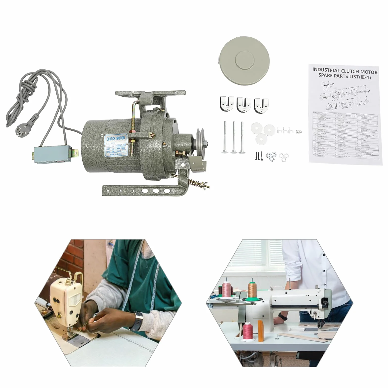 Motor de máquina de coser eléctrica, 400 W, 2850 rpm, motor de máquina de coser, ahorro de energía, ajustable, silencioso, sin escobillas, motor de embrague eléctrico para hogares industriales (220 V