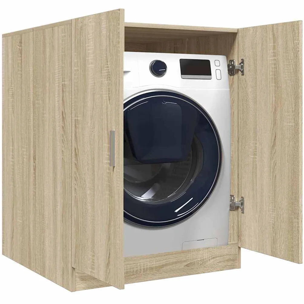 ACAGALA Armario para lavadora con puertas, mueble de baño para secadora y lavadora, armario de transformación para lavadora, 71x71,5x91,5 cm Roble Sonoma