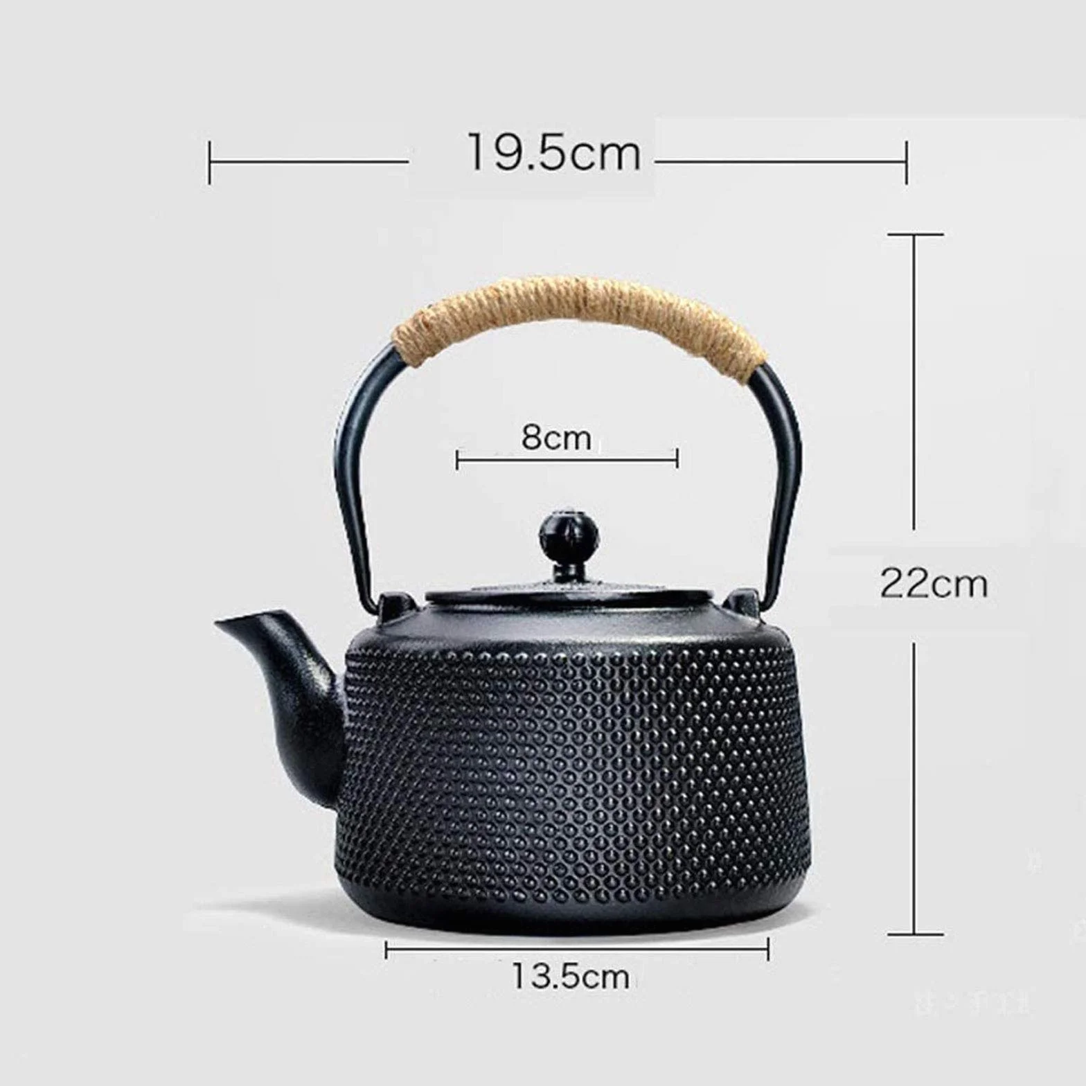 Tetera 1600ml Tetera De Hierro Fundido Japonés Grande con Infusor/Filtro De Acero Inoxidable, Antiguo Punto Pequeño Tetal Tetal Tetal como Regalo Negro