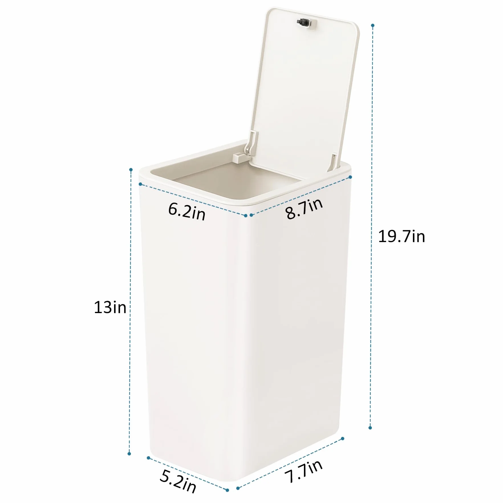 TIPGO Bote de Basura para Baño con Tapa, 10 Litros/2.6 Galones, Cubo de Basura Delgado con Tapa Desplegable Blanco