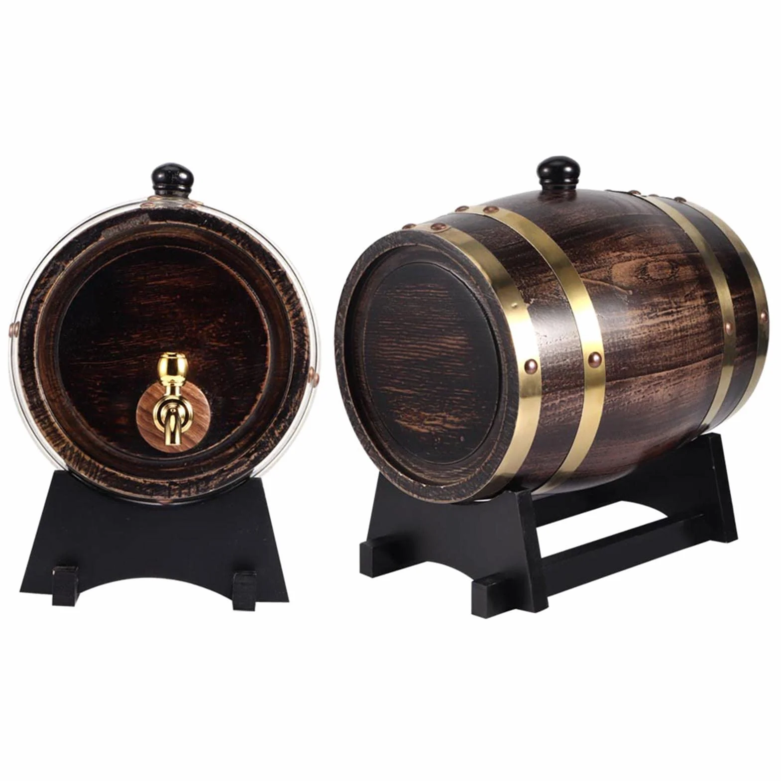 Barril de vino negro rayado, Barril de coñac, 3L Bebidas para Cafetería Casera, Vino