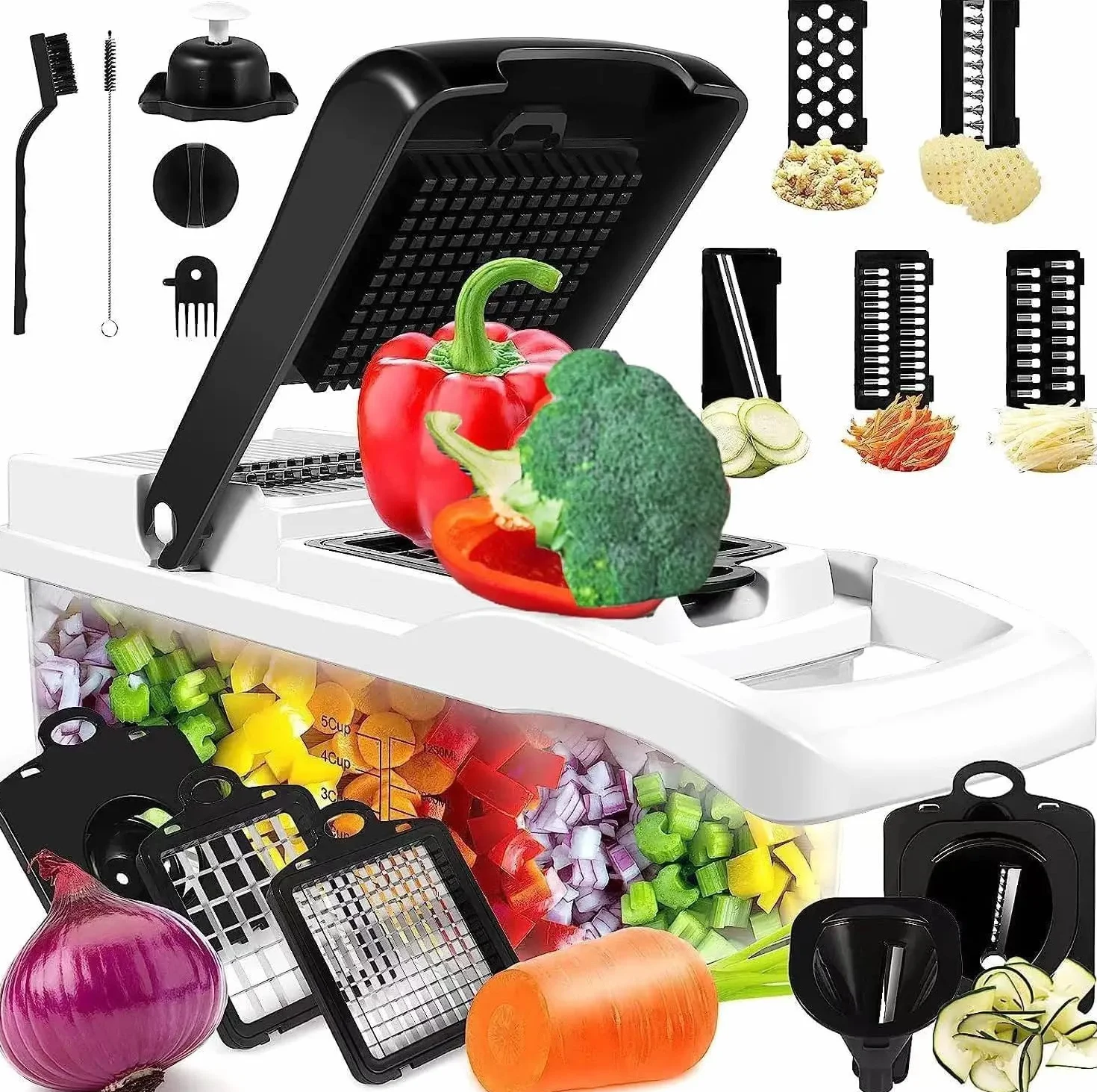 Infinite Cortador de frutas y verduras 26 en 1, picador, rebanador, cortador de alimentos, mandolina para verduras, cebolla, ensalada de frutas, patatas (utensilio de cocina y esencial)