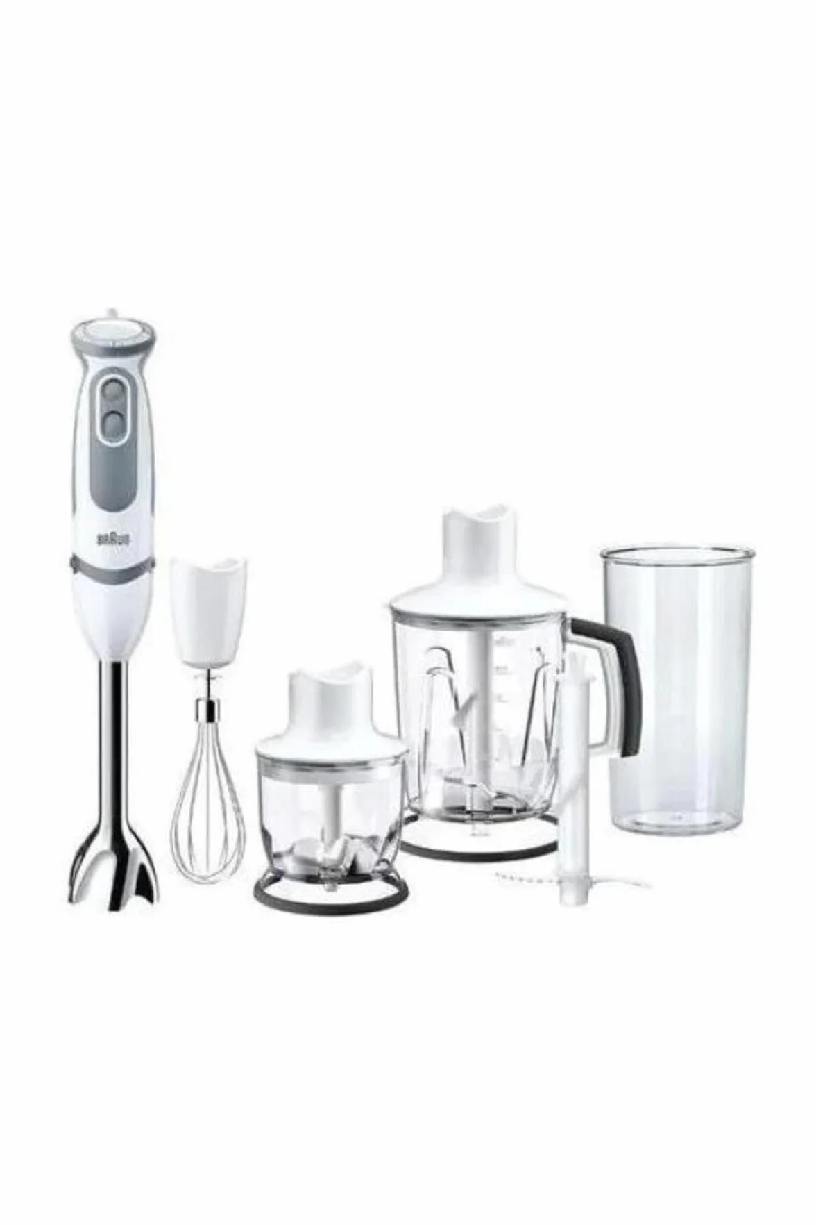 Braun Minipimer 5245 Batidora de Mano, 1000 W, 21 Velocidades, Función Turbo, Anti-Salpicaduras, Powerbell Plus, Vaso Medidor, Varillas, Minipicadora, Batidora de Vaso, Cuchilla Picar Hielo, Blanco