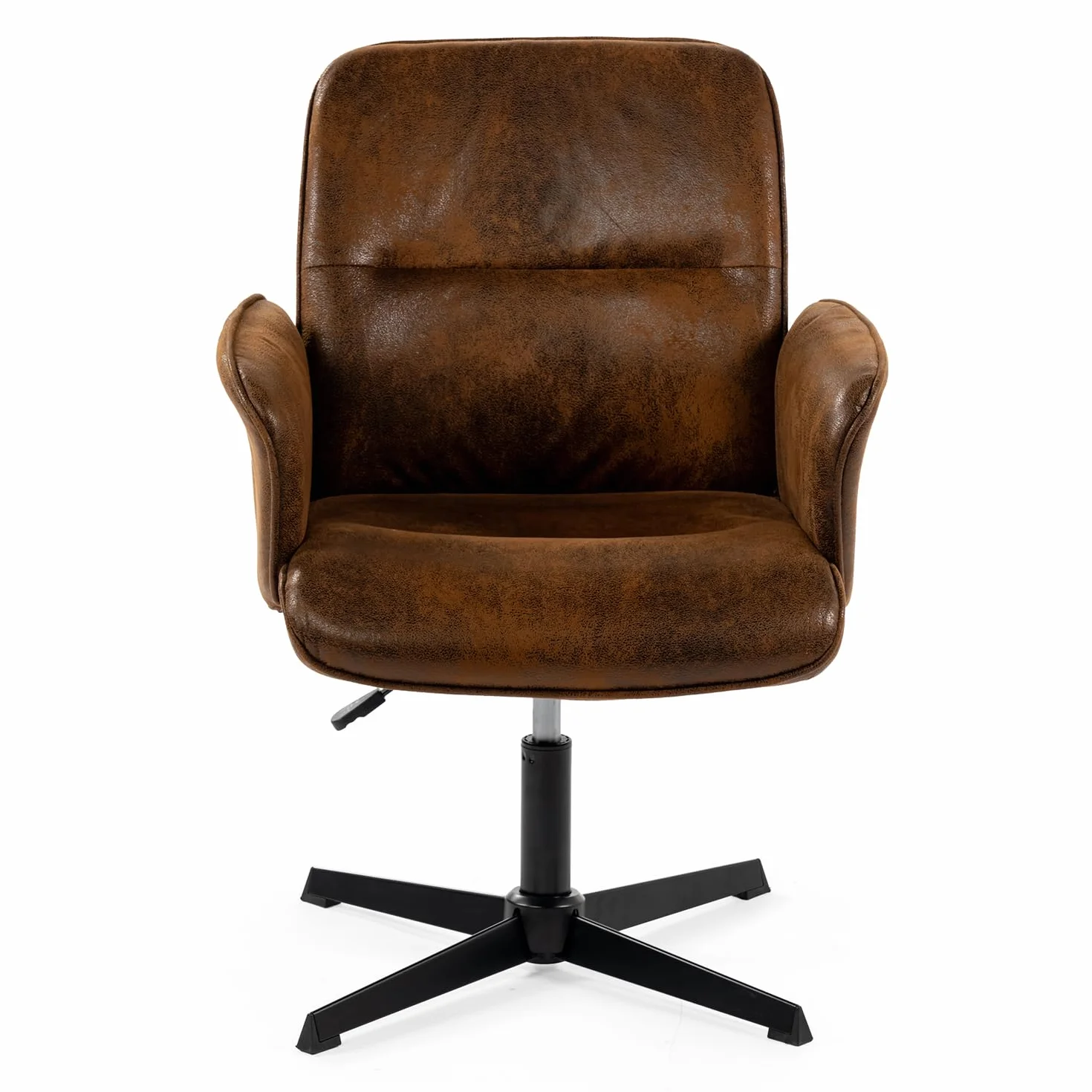 MEUBLE COSY Sillas de Escritorio Sillones de Maquillaje Giratoria Altura Ajustable con Reposabrazos para Estudio Dormitorio Oficina en Gamuza, Marrón