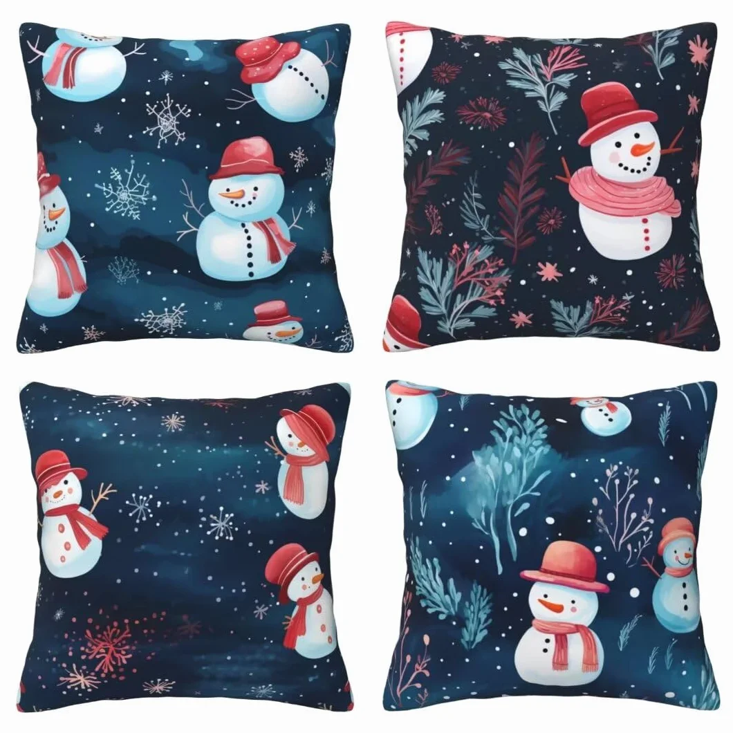 Funda Cojin 65x65 cm, Funda cojin Decoración Navideña Juego de 4 Cojines Cama Cojines para Sofa Fundas de Cojin, Fundas Cojines para Decorativos Salon Home Sofá Silla de Estar (Cremallera Oculta) X203