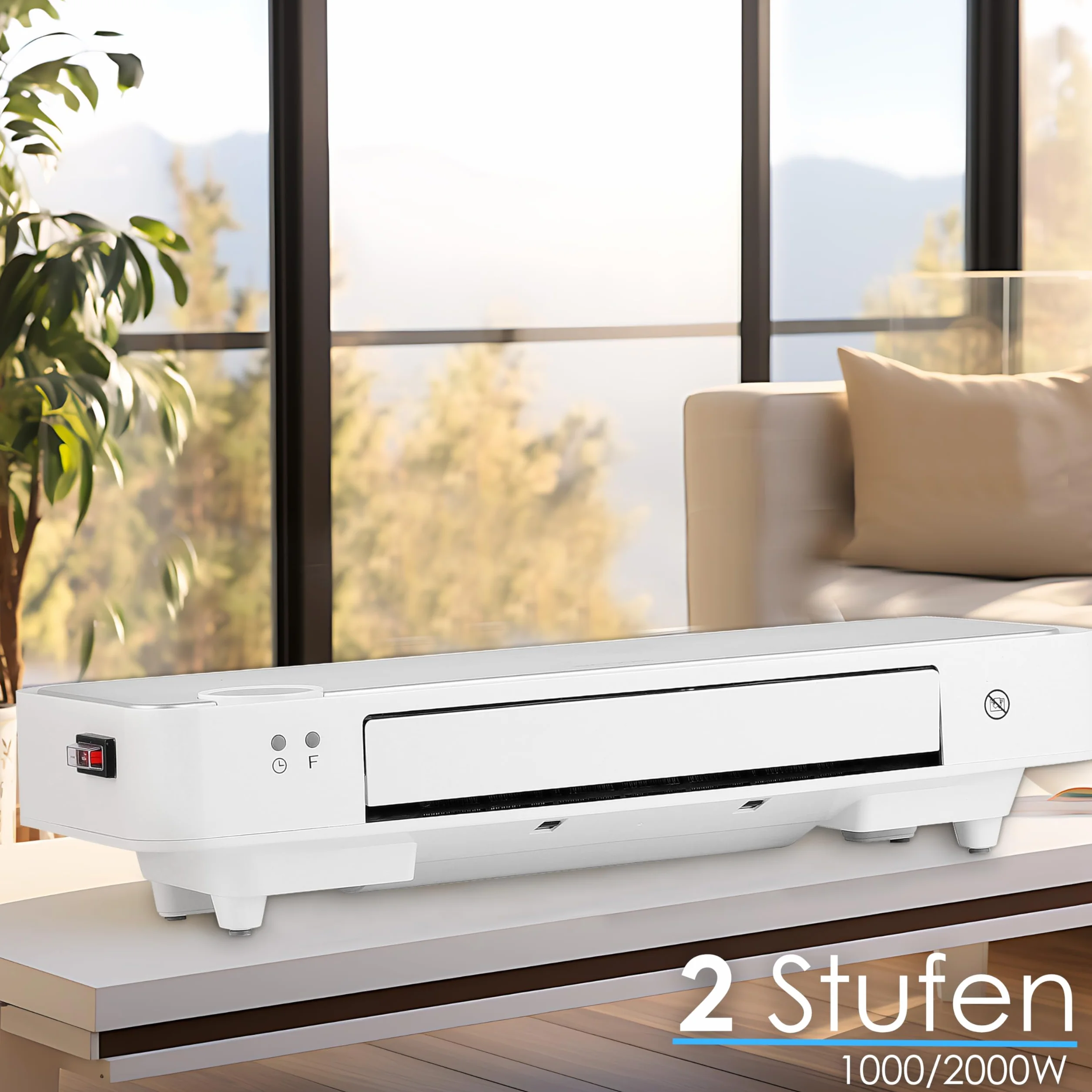 Echos Calefactor de pared | temporizador de 12 h | 2000 W | ahorro de energía | mando a distancia | elemento calefactor de cerámica | mini calefactor | 2 niveles de potencia | calentador rápido |
