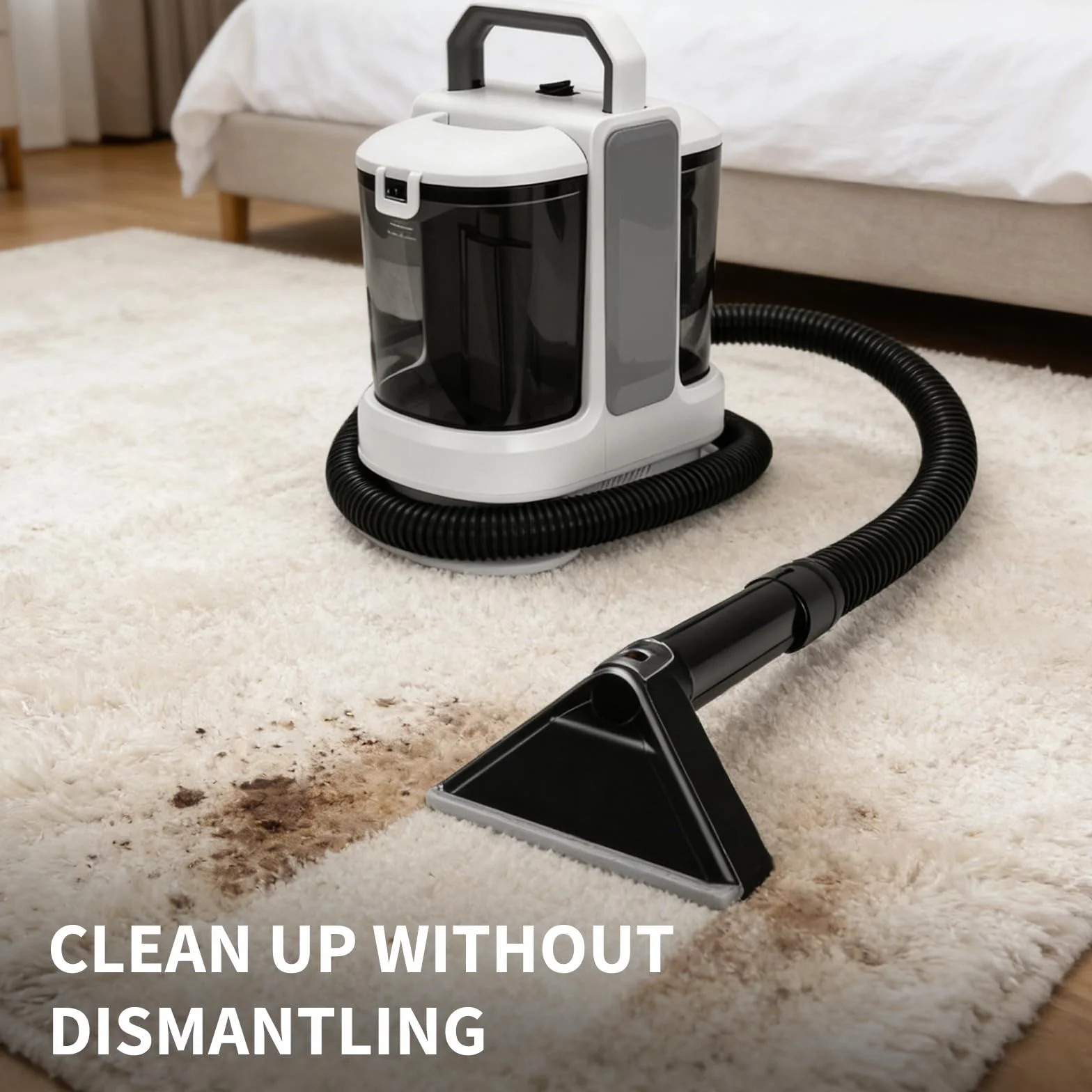 Limpiador De Tapicerías Y Alfombras Portátil 400w 13kpa - Máquina Limpiar Sofás Con Agua Y Aspiradora, Sistema De Doble Depósito Y Autolimpieza Para Colchones, Asientos De Coche Y Manchas Difíciles