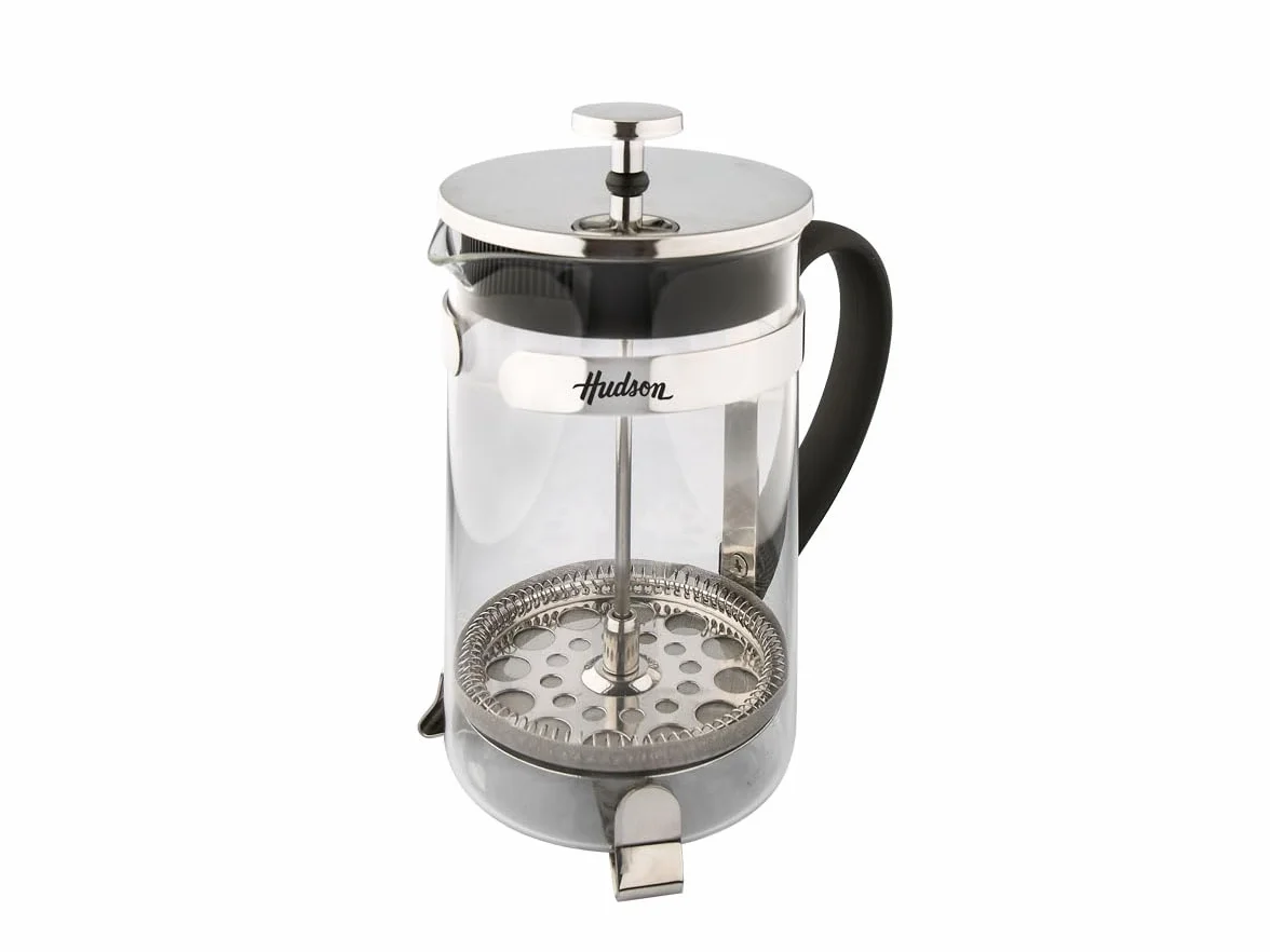 HUDSON - Cafetera y tetera de prensa francesa, 9 tazas, color plateado