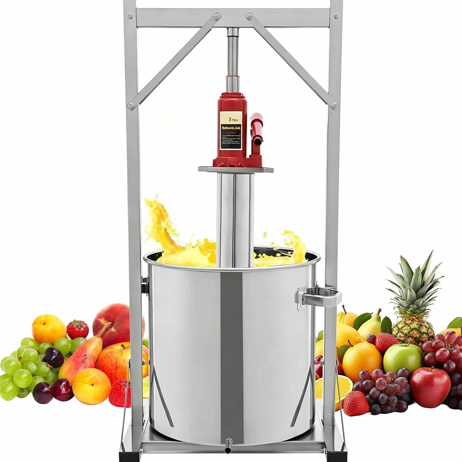 Prensa hidráulica manual para zumos, acero inoxidable de 12 L con gato hidráulico, herramienta resistente para prensar sidra, vino, queso y hierbas