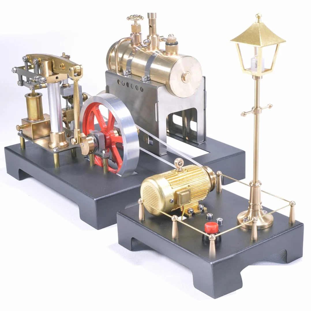 RETROL SE-01 - Modelo de motor de vapor que funciona con alcohol con caldera y generador de latón, diseño vintage, regalo educativo STEM para coleccionistas e ingenieros