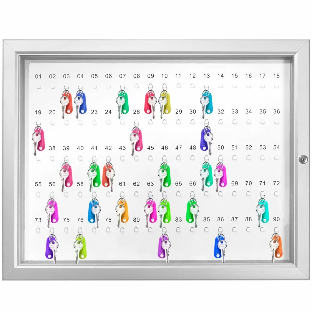 Danieli Store - Armario para Llaves con 90 Ganchos Numerados. Caja para Llaves con Puerta de Acrílico Transparente y Fondo de Acero Lacado