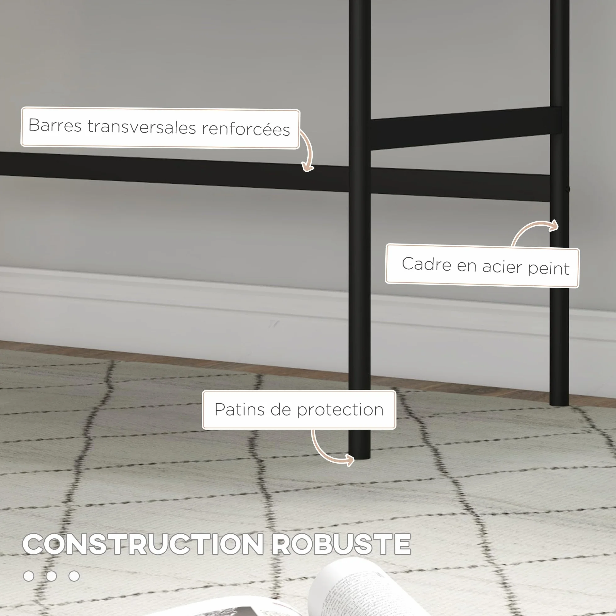 HOMCOM Escritorio con almacenaje Escritorio con cajones Mesa de Ordenador, Estructura metálica, 106L x 50W x 77H cm Negro