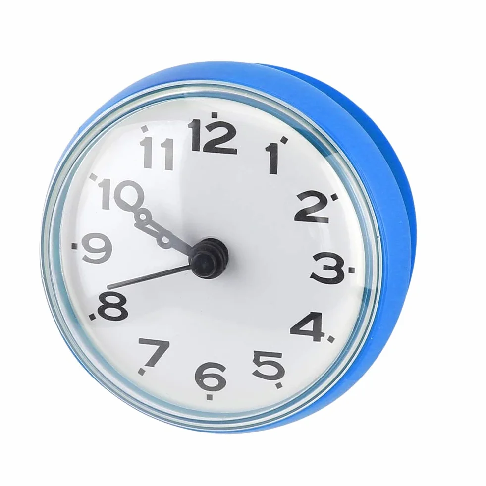 Reloj a Prueba de Agua para Baño con Ventosa, Metal Rojo, Pequeño (Azul)