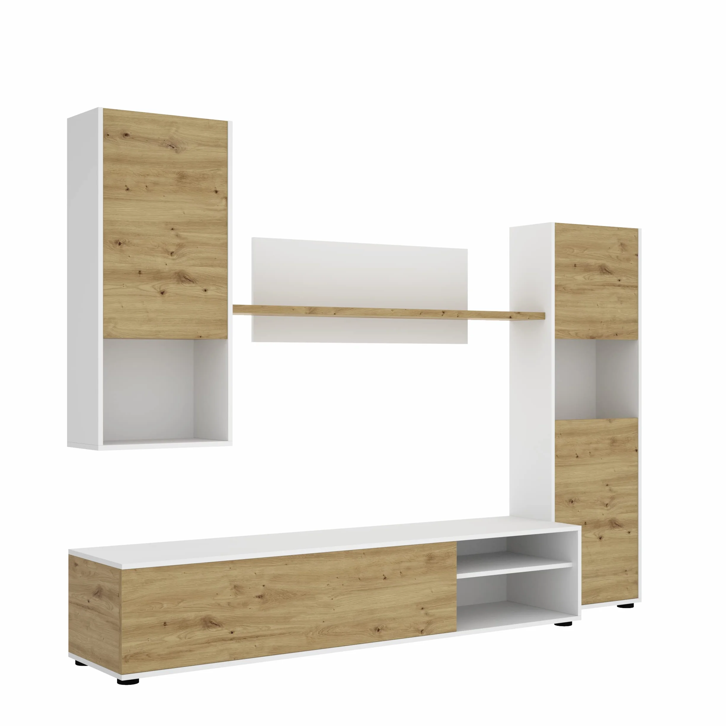 DEKIT GRUPO RIMOBEL Luka Composición de salón TV, Melamina, Gafito y Nordic, 180x220x41 cm