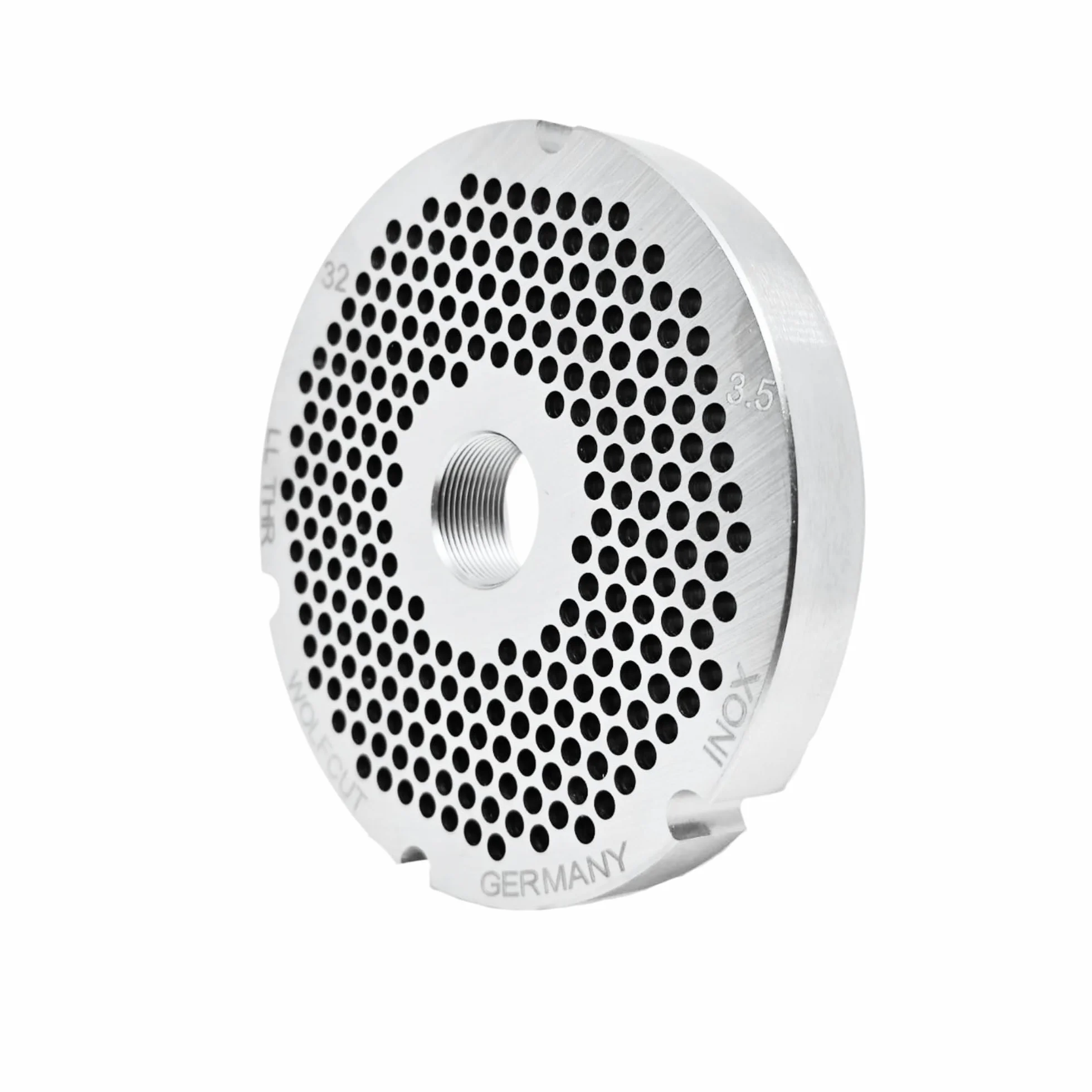 Wolfcut Inox Longlife - Cuchillas para picadora de carne con buje, 4 ranuras y rosca, repuesto para/compatible con picadora Bizerba tamaños 32-3,5 mm