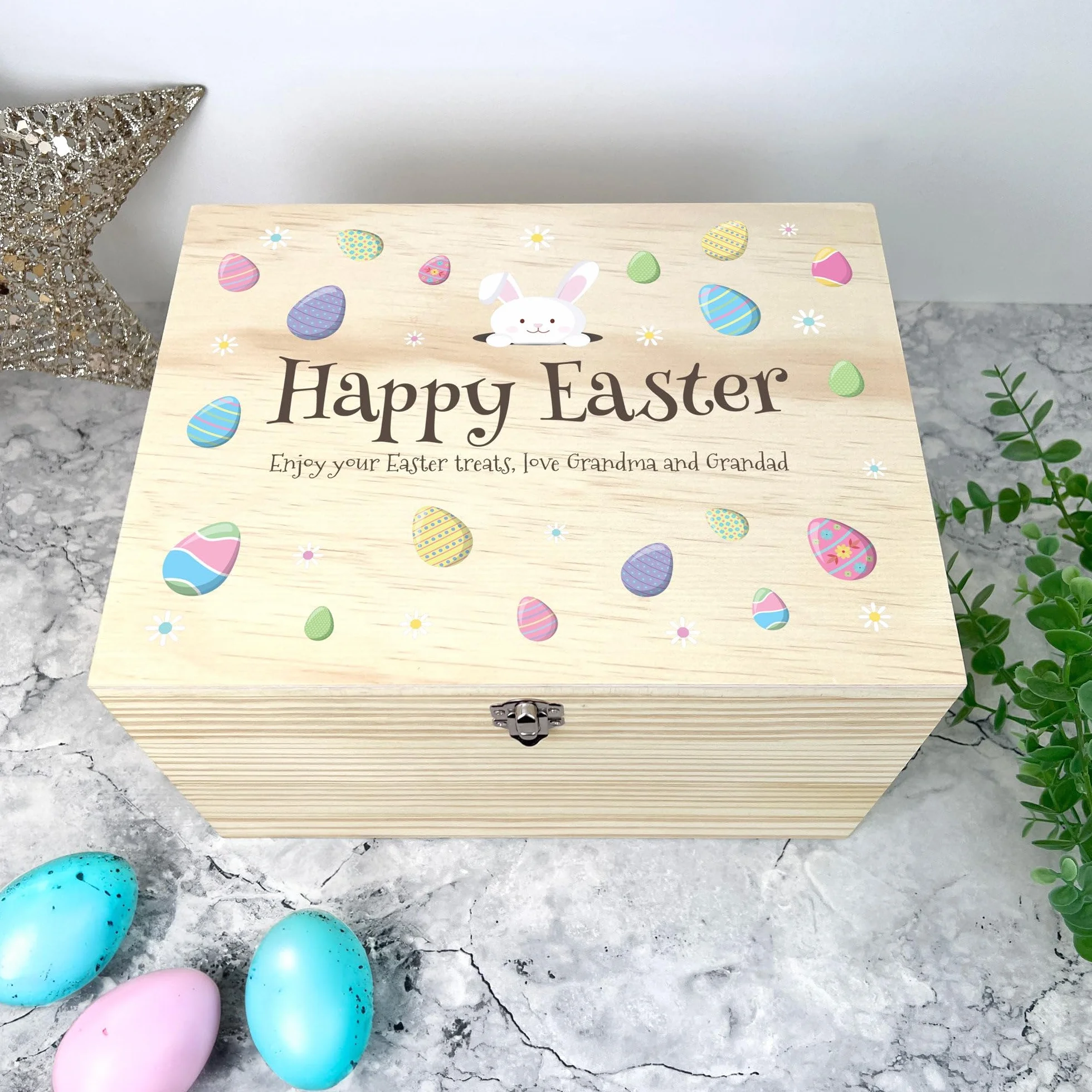 Caja de cesta de madera personalizada para huevos de Pascua, nombre personalizado, regalo de Pascua, cesta de Pascua, golosinas de Pascua, Pascua para niños, Pascua familiar, decoración de Pascua,