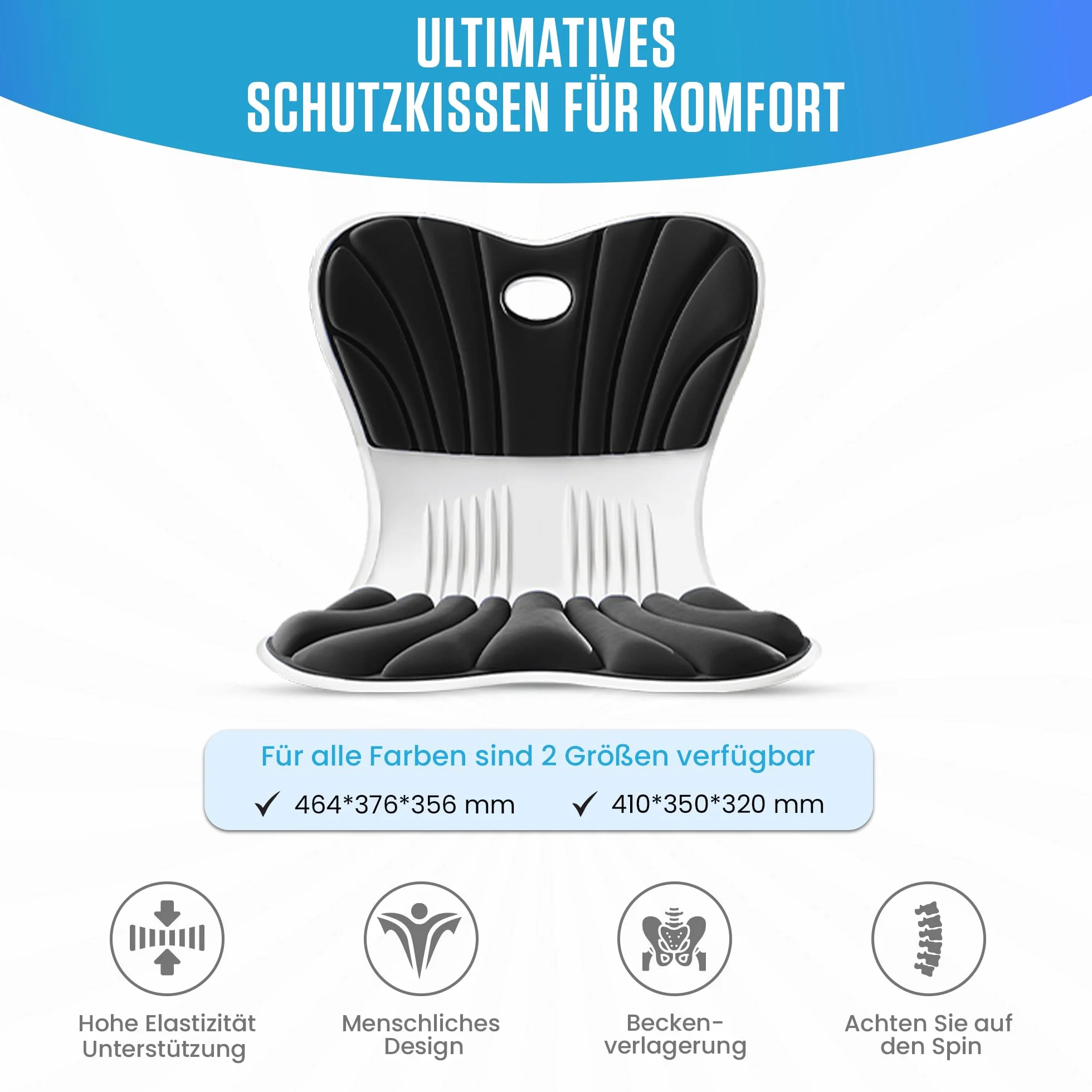 Soporte lumbar ortopédico – Cojín protector de espuma viscoelástica para asiento y respaldo para corrección de postura, dolor de espalda y estabilización pélvica, oficina, sillas de juego y