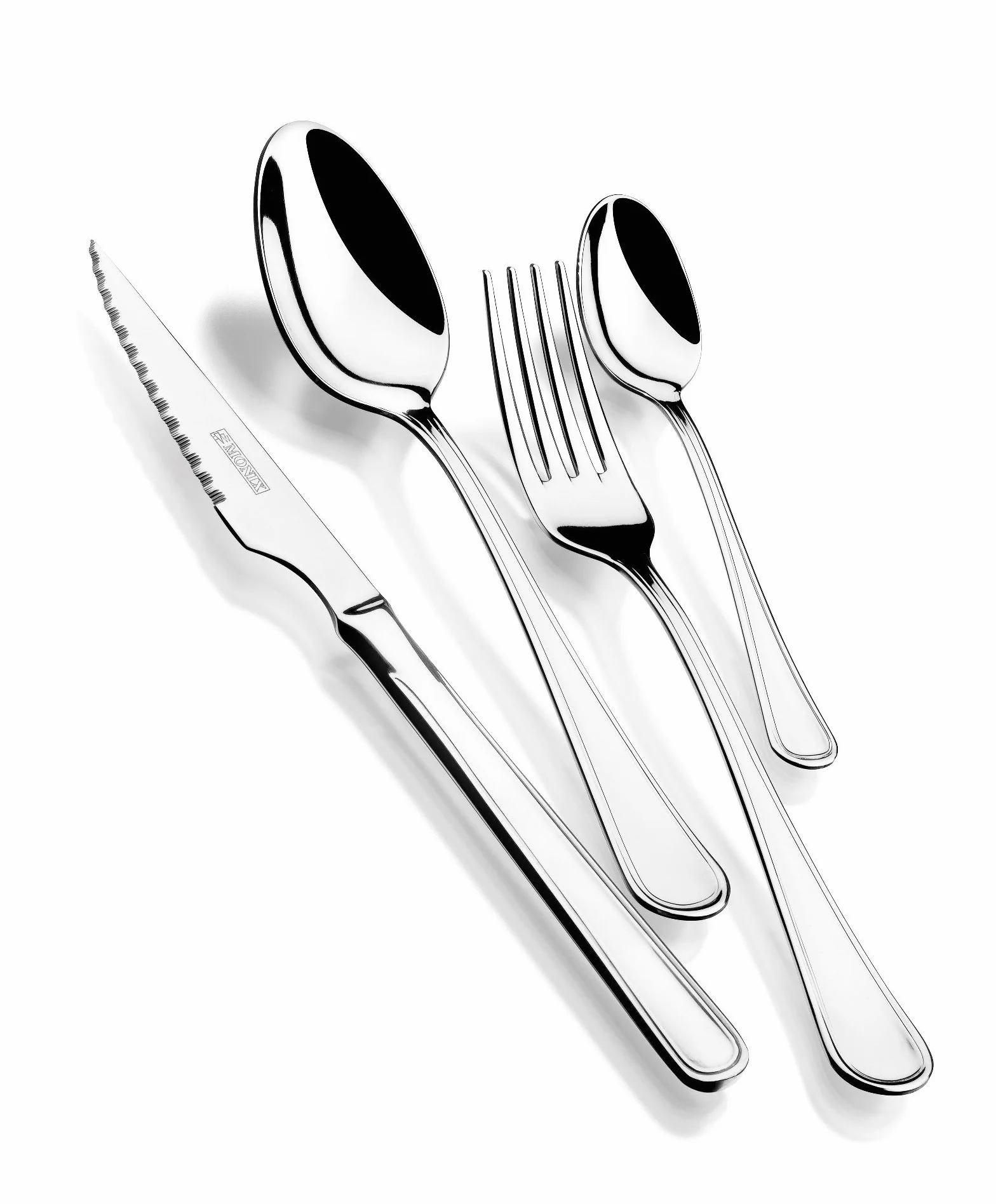 MONIX Manila | Set de 24 piezas de acero inox 18/10 con chuletero, color gris (6 comensales)