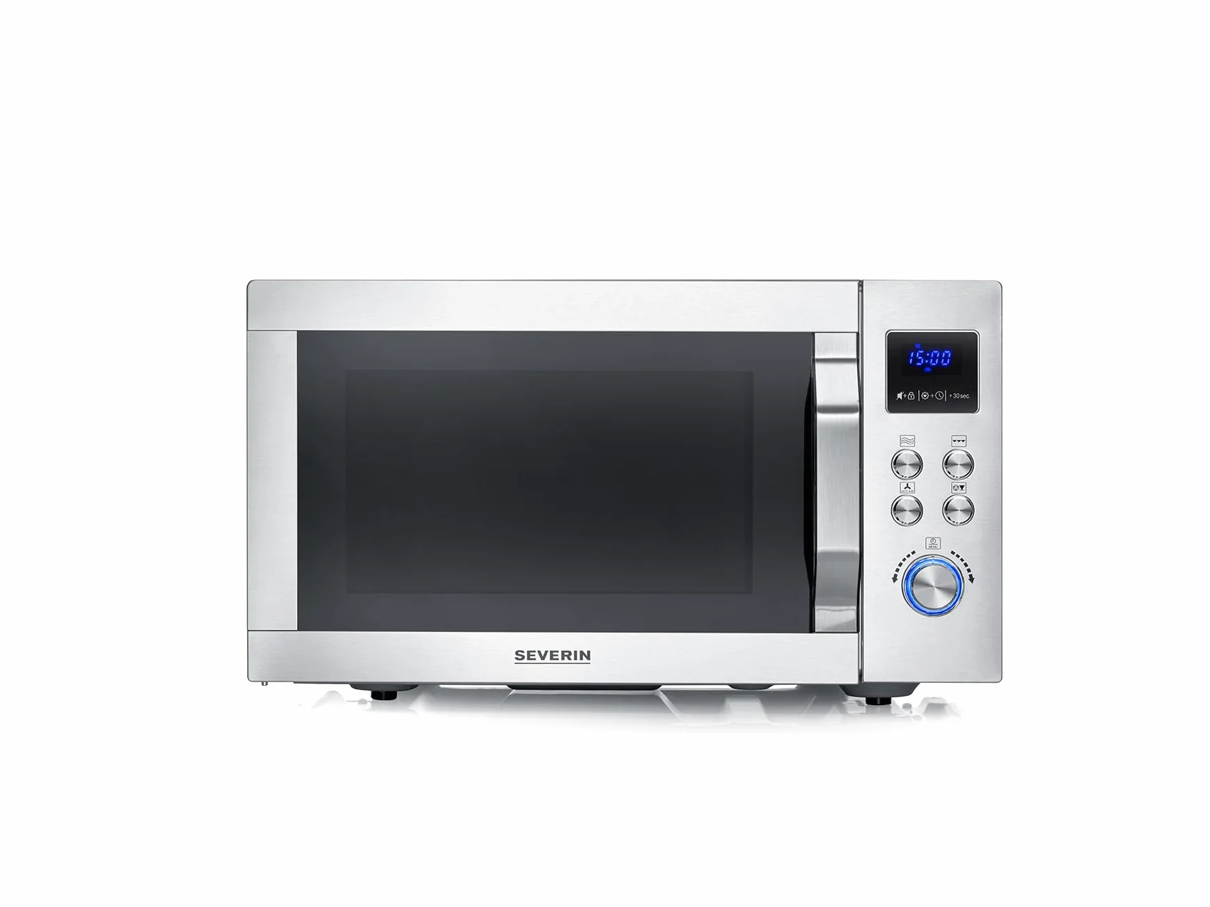 SEVERIN Microondas con grill y convección, función de freidora de aire, 4 en 1 para descongelar, cocinar y calentar, 25 L, acero inoxidable cepillado/plateado, MW 7982