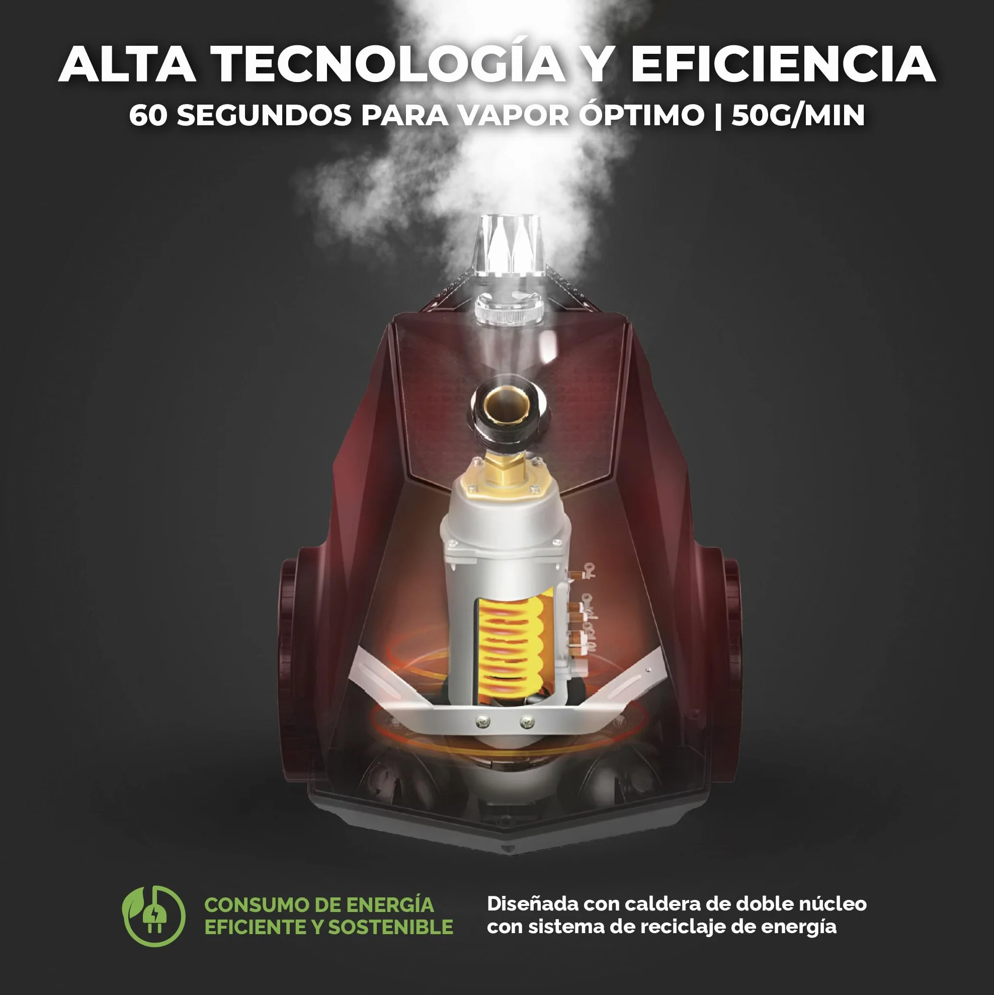RHINO COSMIC Plancha de Vapor Vertical 2350W (4 Niveles de Potencia) Depósito 3.8L Vapor Continuo 50 g/min | Centro de Planchado de Ropa y Varios Tejidos | Incluye Cepillo Quitapelusas y Accesorios