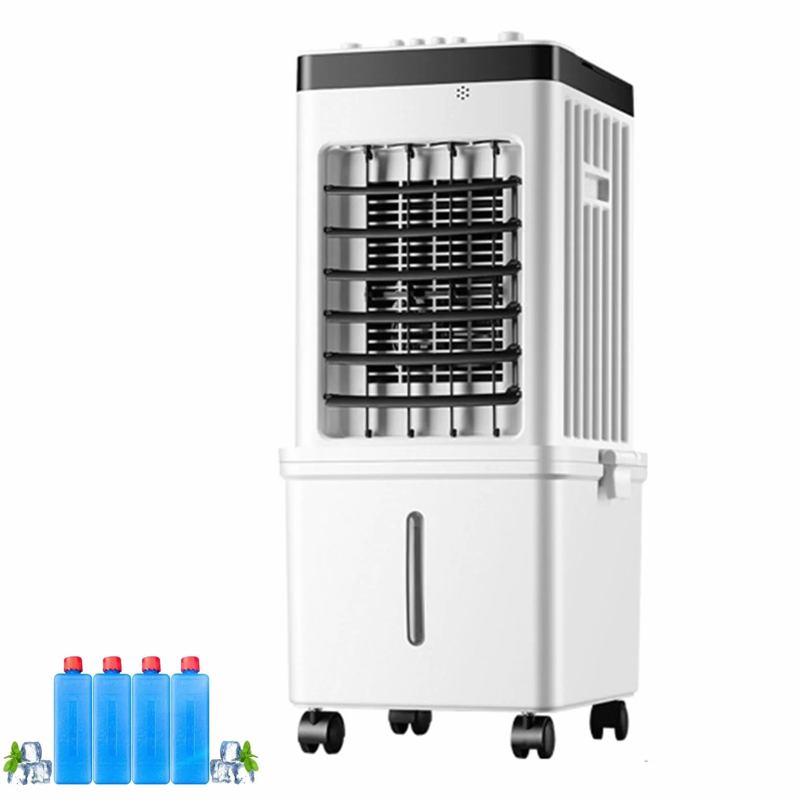Climatizador Evaporativo Bajo Consumo,máquina de enfriamiento de 3 velocidades,Ventilador Portátil,Portatil sin Tubo Exterior,Humidificador,Filtro Lavable para Dormitorio y Cocina(Botón pulsador)