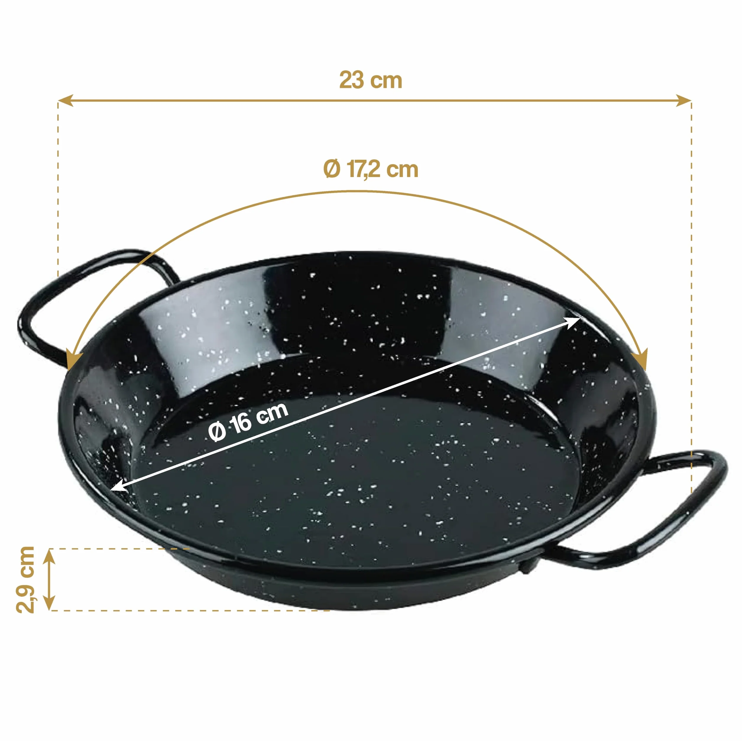 Menax - Paellera Mini - Acero Vitrificado - Set de 6 - Diámetro 16 centímetros - 1 Ración