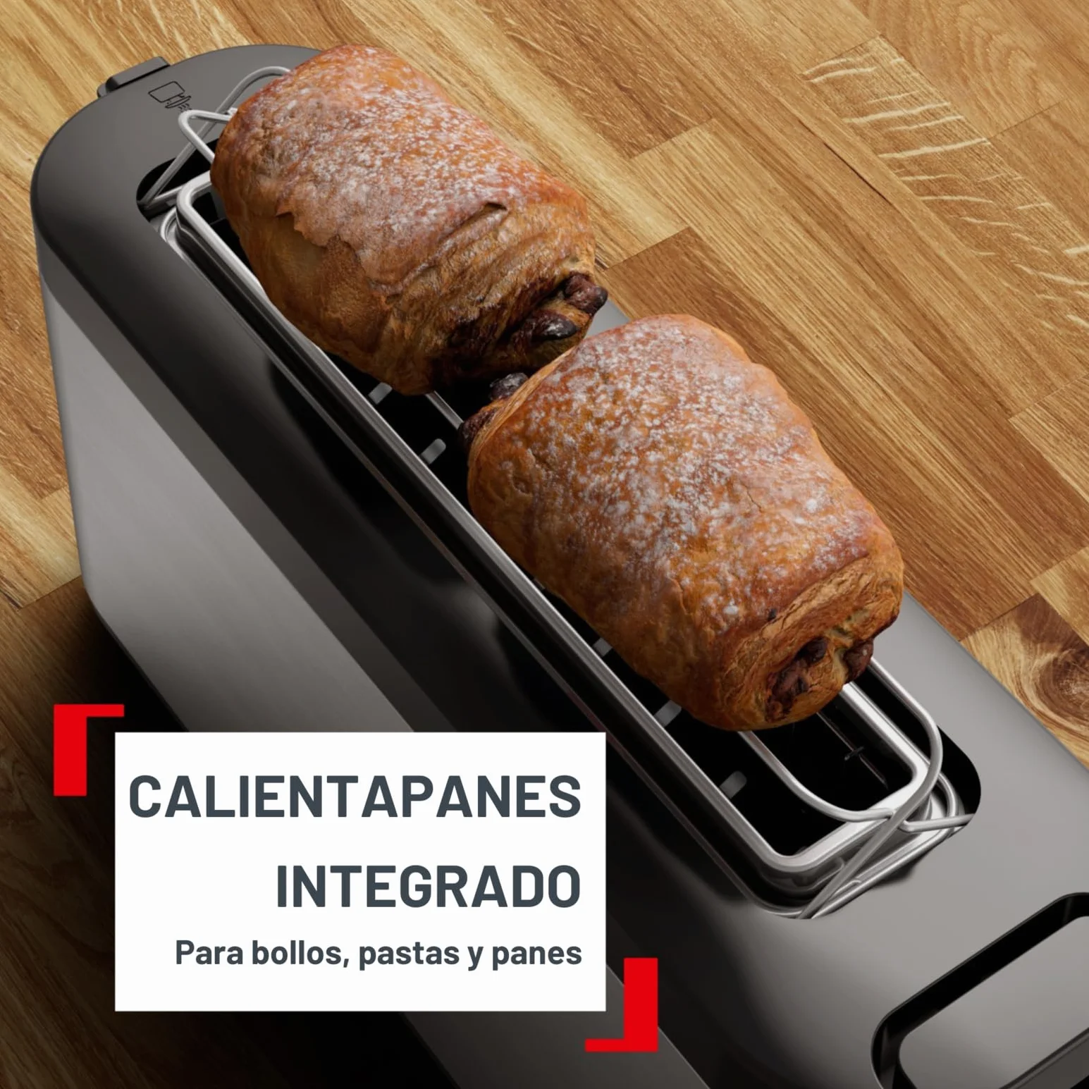 Tefal Tostadora Element TL4308, 25 cm ranura larga, 7 niveles tostado, 1000W, Negro acero inoxidable
