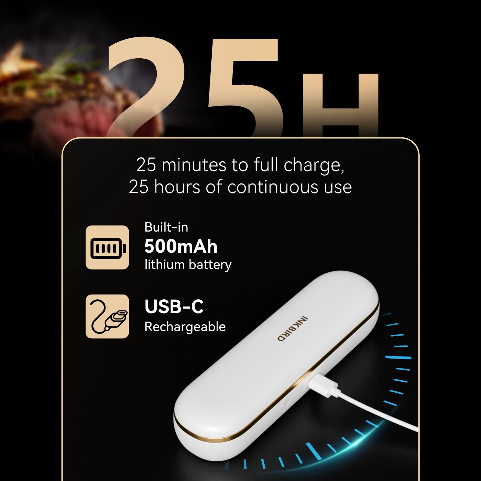 INKBIRD Termómetro de carne inalámbrico Bluetooth. Sonda de carne multisensor precisa, con alarmas de temperatura alta y baja e indicador de tiempo de cocción, ideal para principiantes de barbacoa y