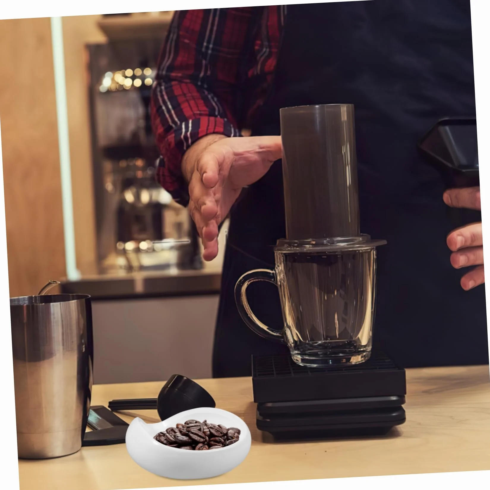 5 Piezas Bandeja De Exhibición Cuchara Medidora De Granos De Café Cuchara De Té Kongfu Vaso Dosificador De Cafe Recipiente De Té Suelto Platos De Granos De Café Cerámica Ciieeo