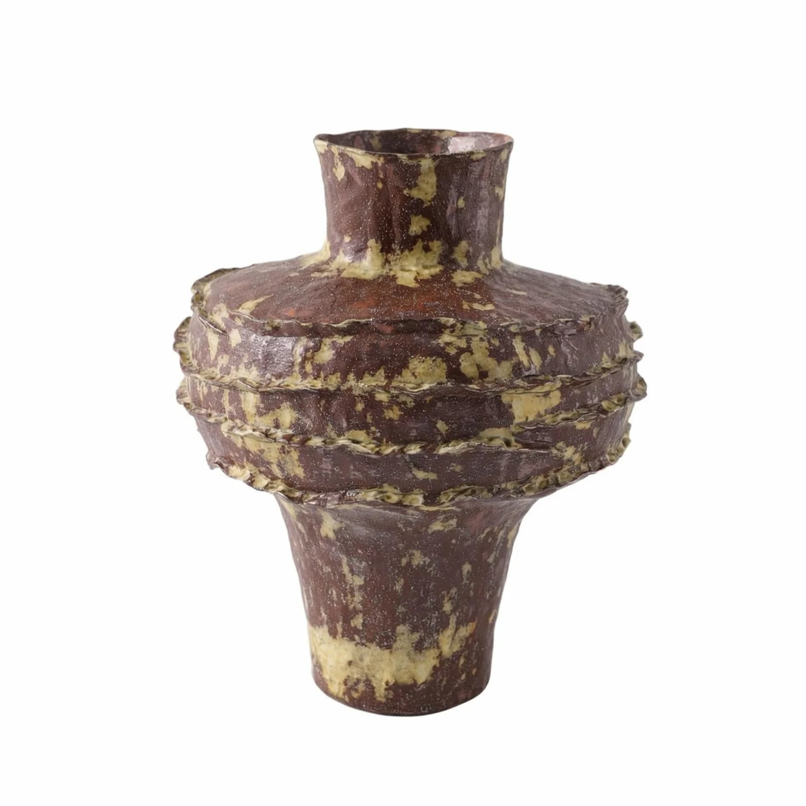 Jarrón Artístico Jarrón Decorativo Florero Escultural Jarrón de Cerámica con Cuello Estrecho y Cuerpo Textura Hecha a Mano Adecuado para Sala de Estar, Rojo Ladrillo, 29.5 29 H34cm