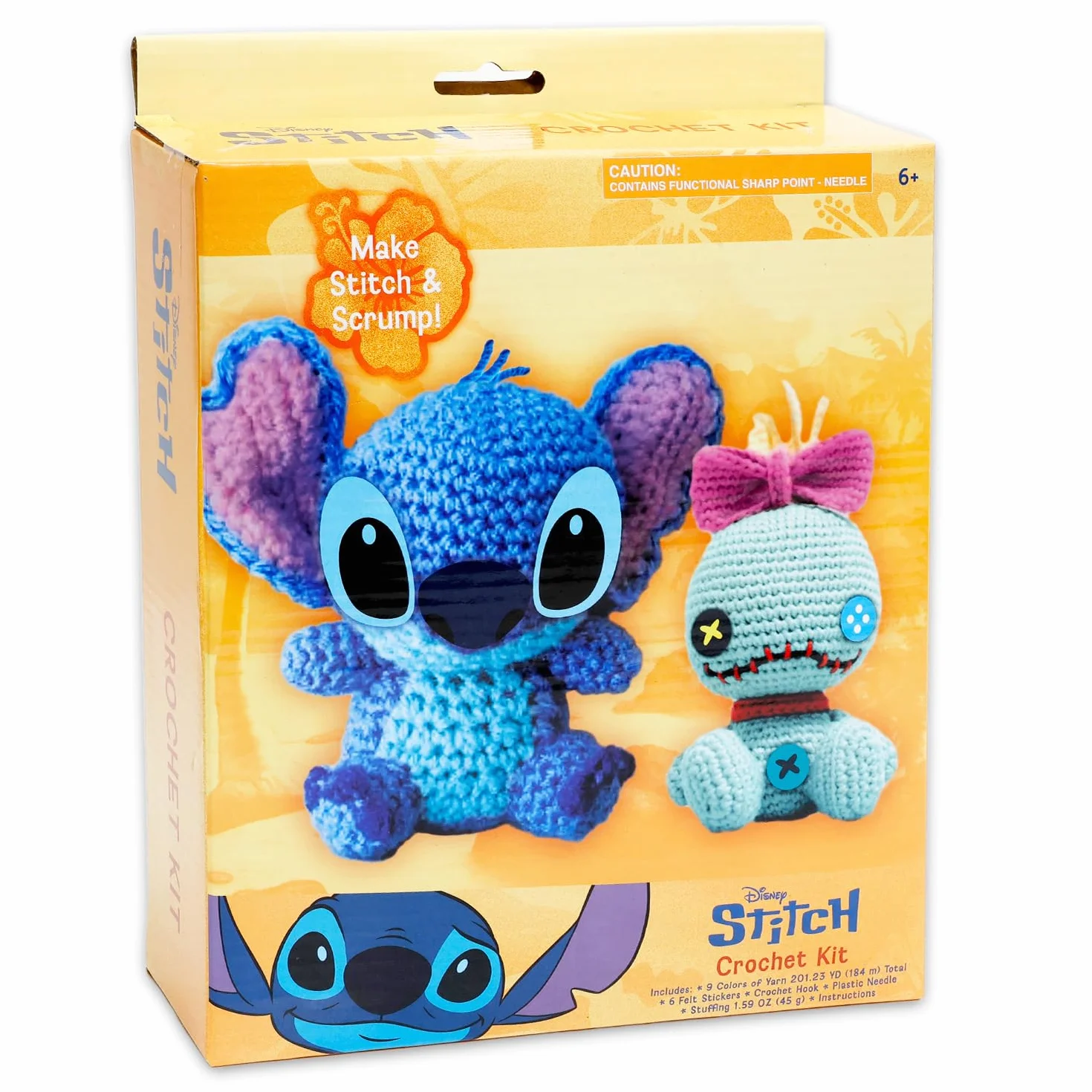 Lilo and Stitch Kit de ganchillo para principiantes, paquete con patrones de ganchillo de puntada y Scrump, hilo, calcomanías, más | Kit de manualidades Disney para niños