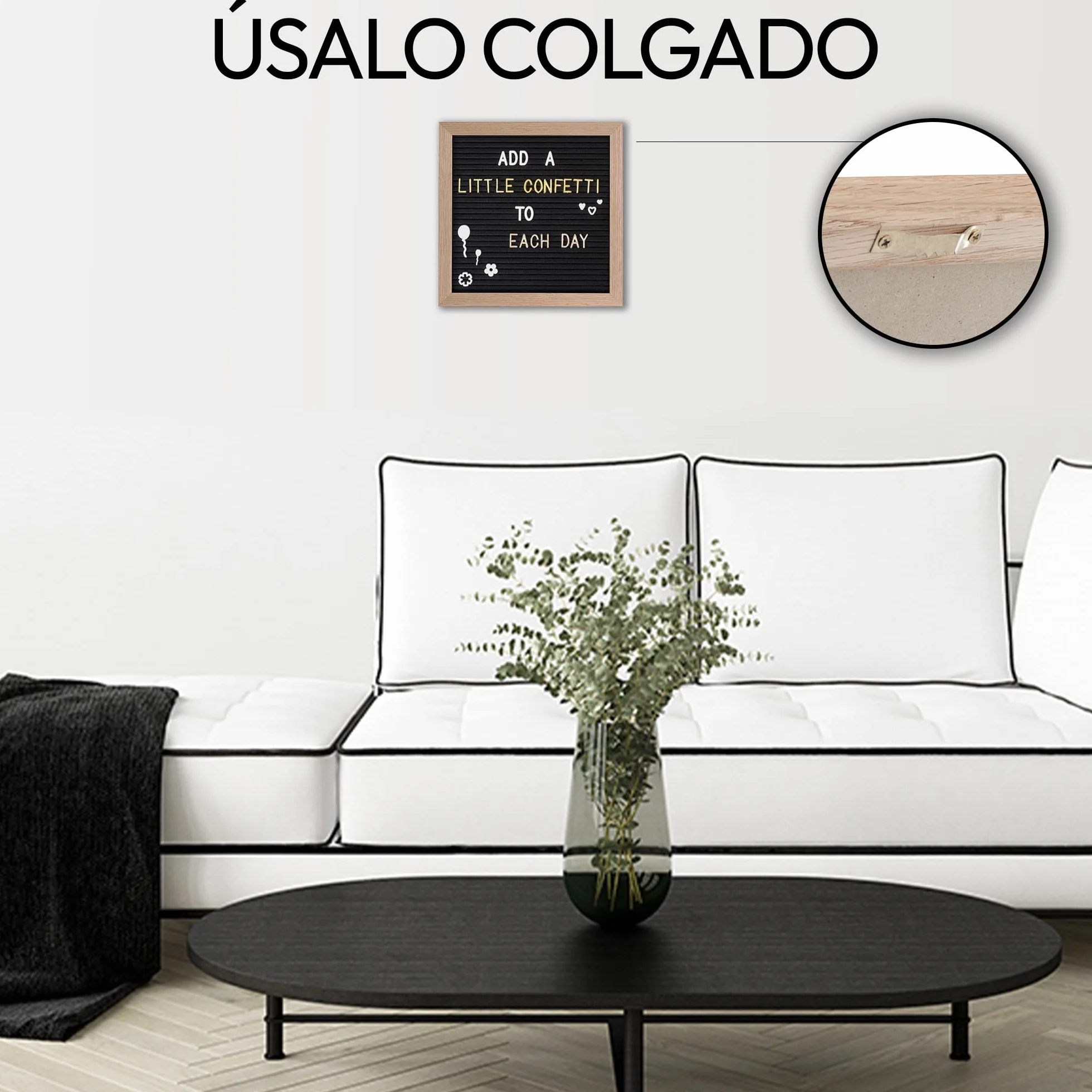 Gadgy ® Retro Fieltro Letter Board | con 340 Brillantes Letras de Oro y Plata | 170 Letras Blancas, 100 Iconos | Soporte y Bolso | 25x25 cm