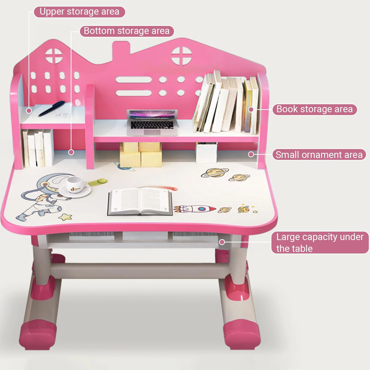 Escritorio de estudio con silla para niños de 3 a 12 años, altura ajustable, juego funcional de escritorio y silla, tablero de densidad, distancia dorada, separación científica, mesas de