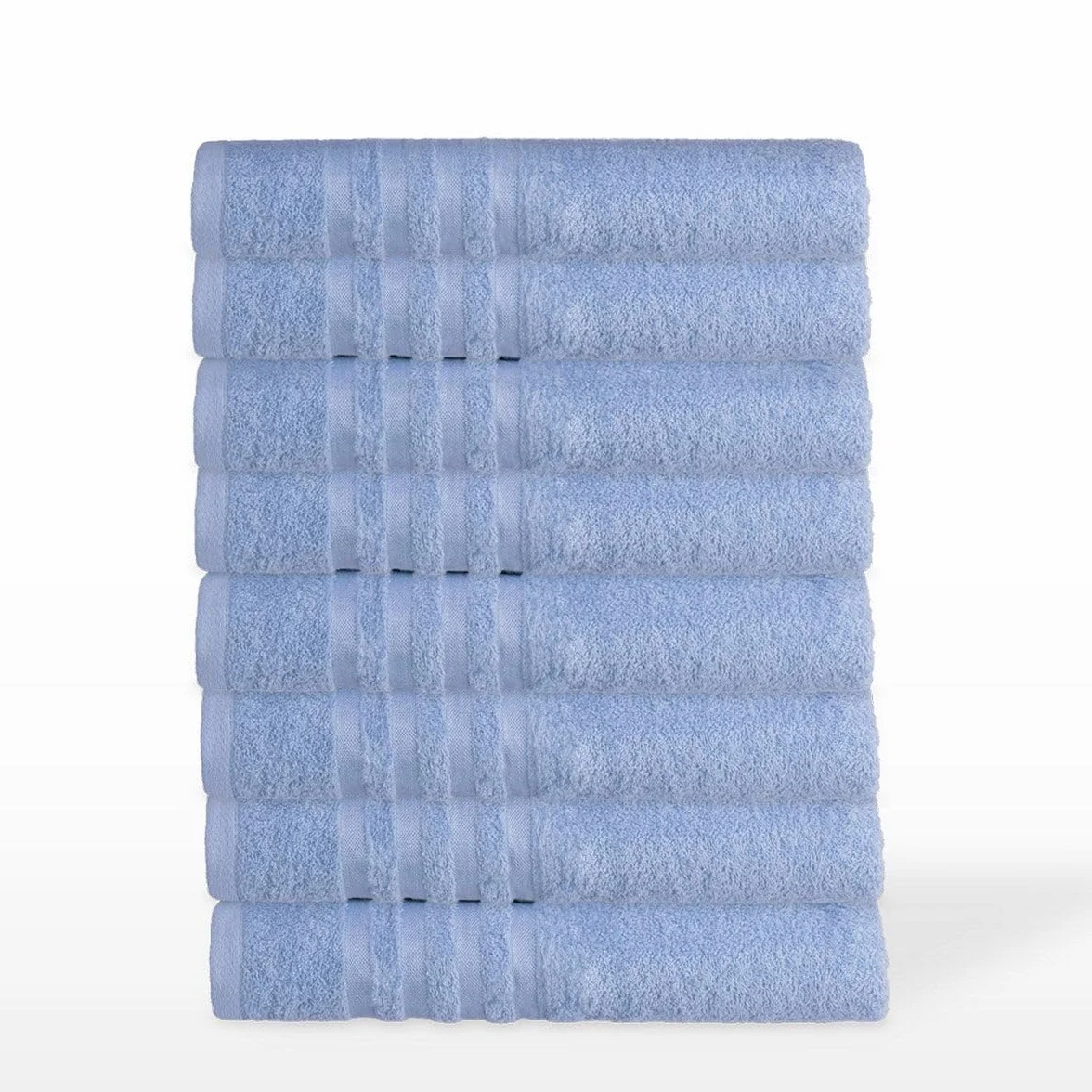Juego de 8 Toallas de baño Color Azul 100% algodón Rizo de 140x70 cm | Tejido suave de gran gramaje con alta absorción. Aptas para lavadora, de uso diario.