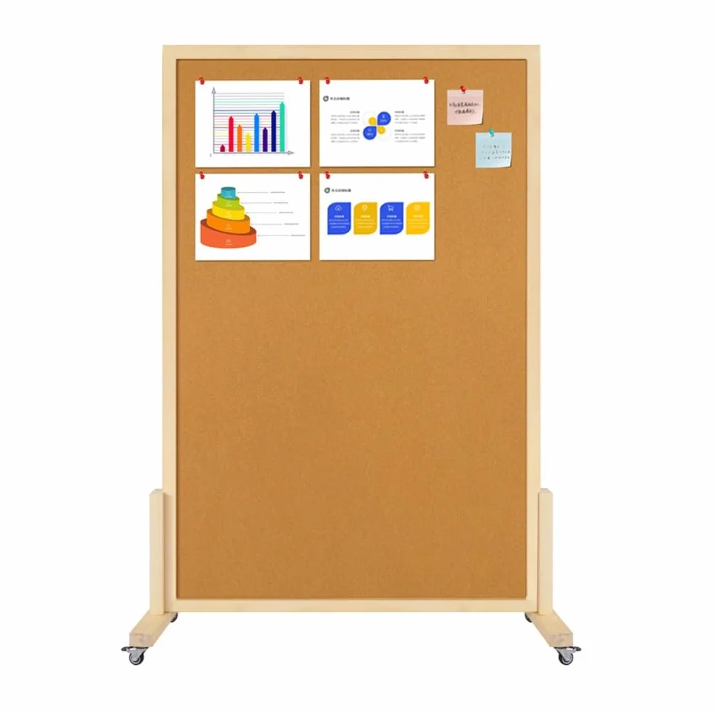 Pizarras de Corcho Enrollables Doble Cara Tablón de Anuncios con Ruedas Marco de Madera Independiente Separador de Ambientes para Oficinas Hogar (Size : 60 * 120cm)
