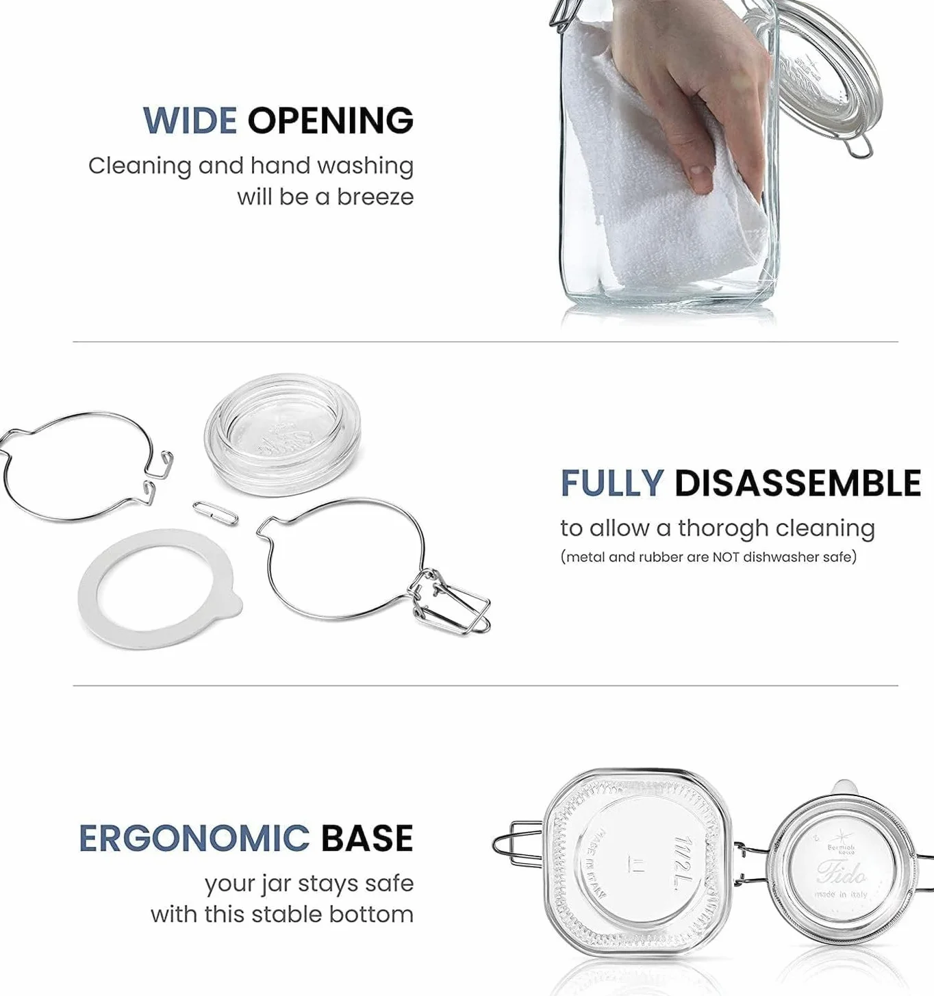 Bormioli Rocco FBA_450492799 Fido - Tarro transparente, 166 onzas, 5 L