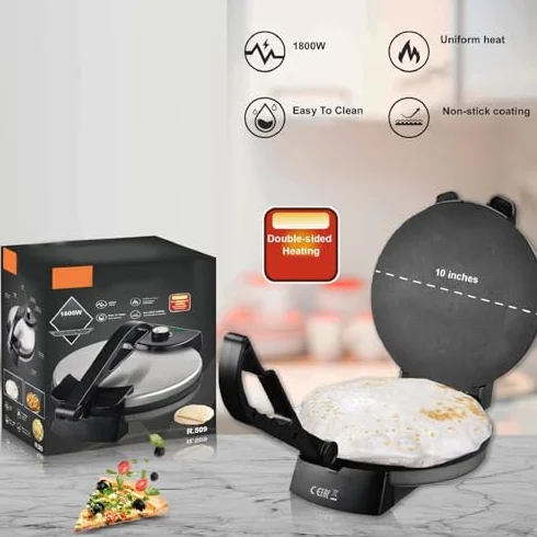 Máquina para hacer torti eléctrica,1800W Máquina para hacer torti con mango antideslizante y antiquemaduras para Chapati Tortilla Burrito Burrito para el desayuno