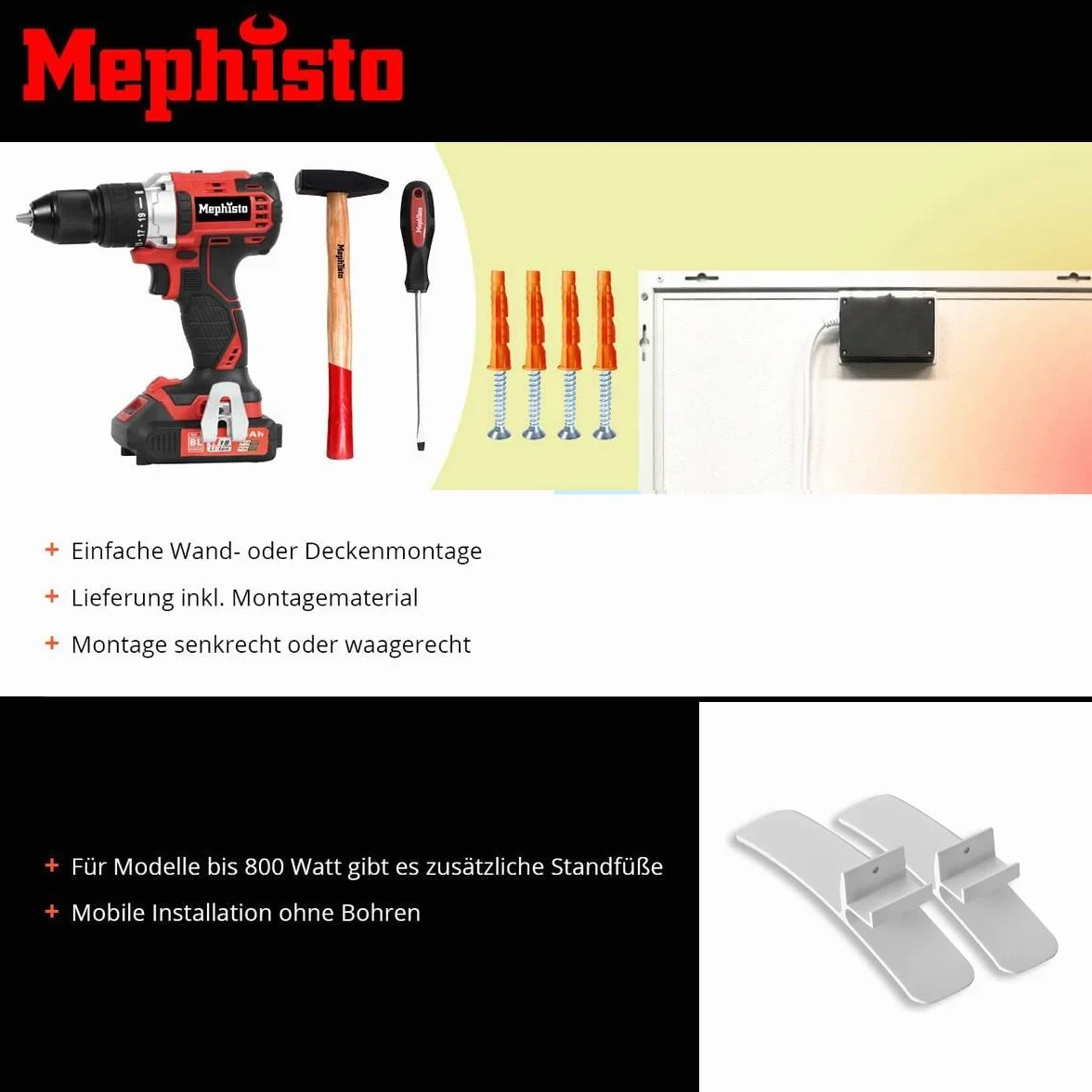 Mephisto Calefacción por infrarrojos, calefacción de pared y techo, ahorro de energía, calefacción eléctrica, incluye control remoto y termostato, control de aplicaciones Wi-Fi 300-1200 W, potencia en
